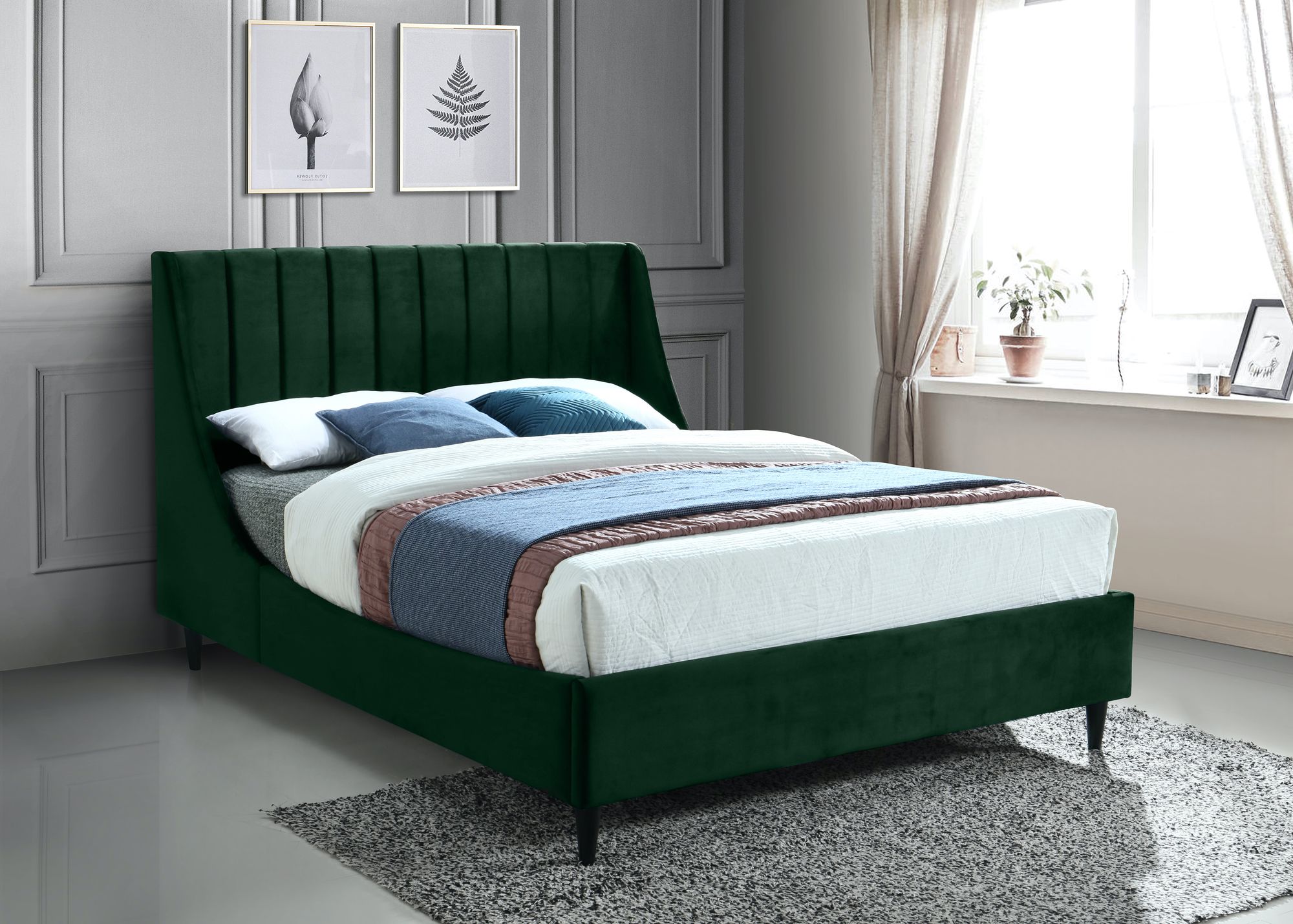 Eva Velvet King Size Bed