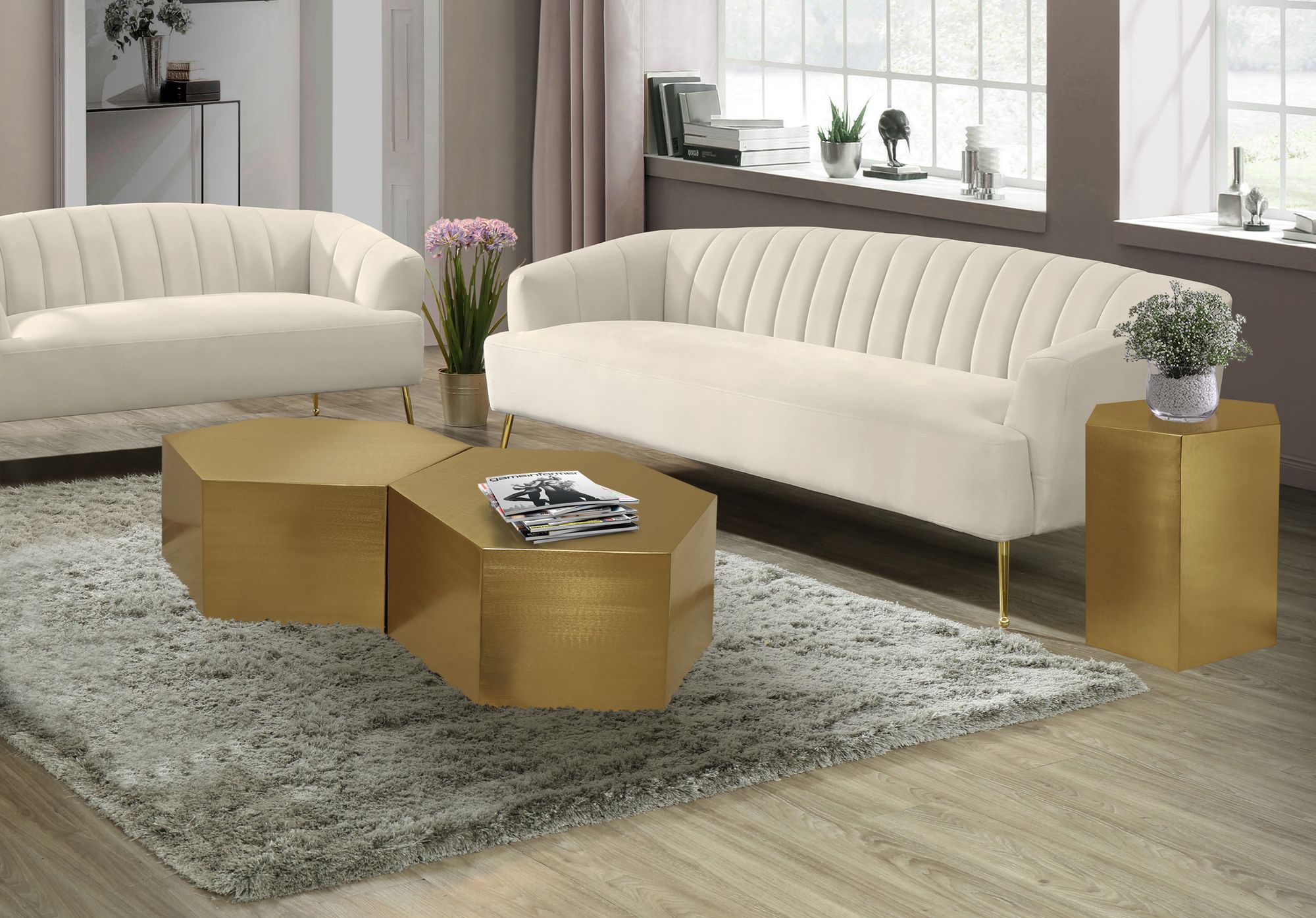 Hexagon 2-Piece Metal Modular Coffee Table