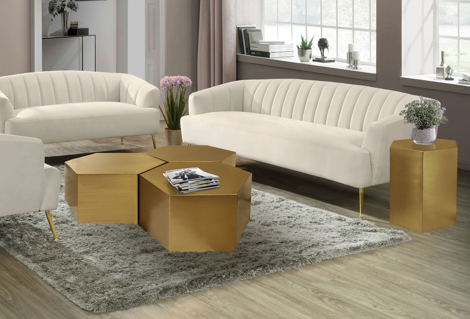 Hexagon 3-Piece Metal Modular Coffee Table