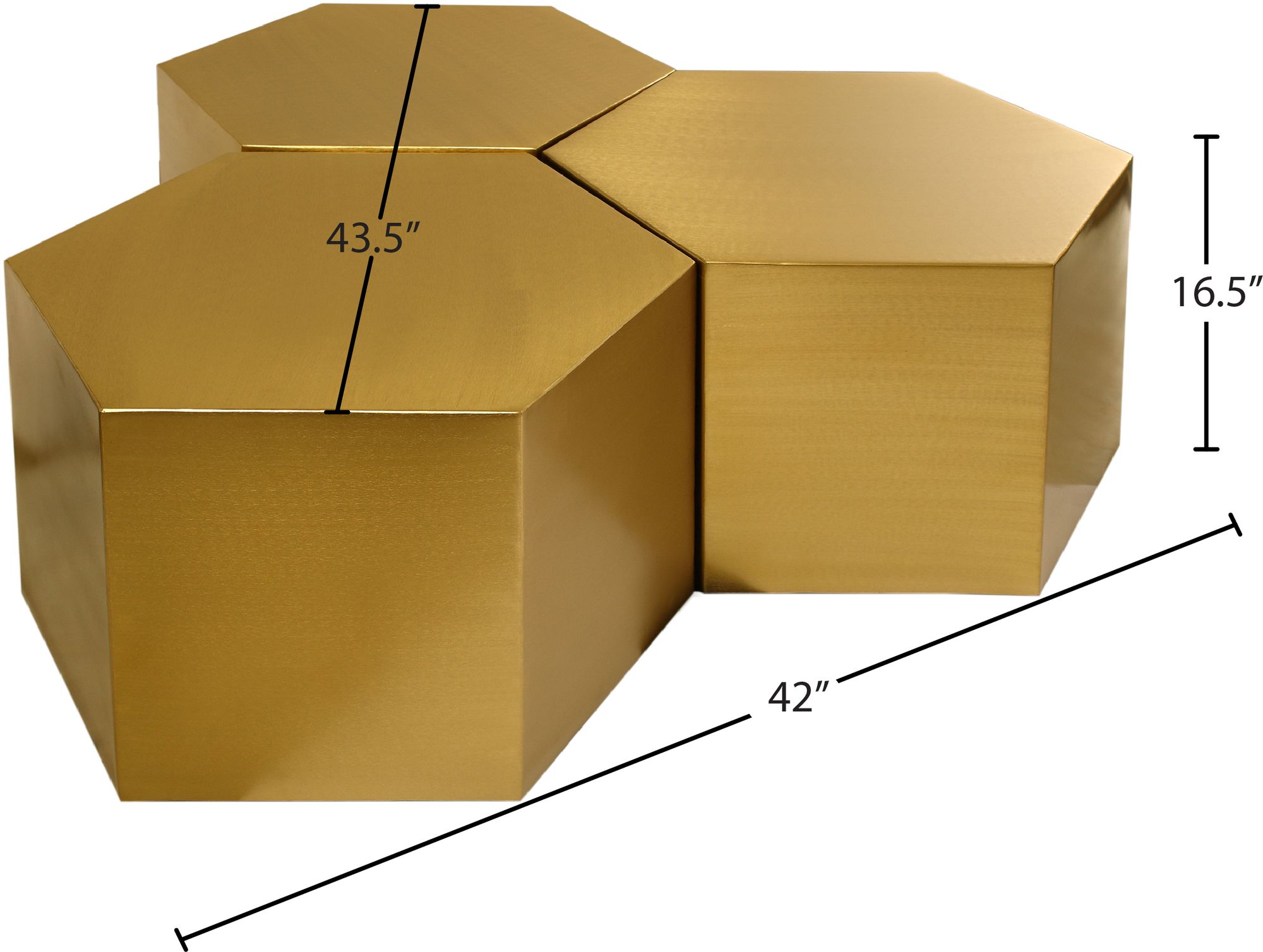 Hexagon 3-Piece Metal Modular Coffee Table