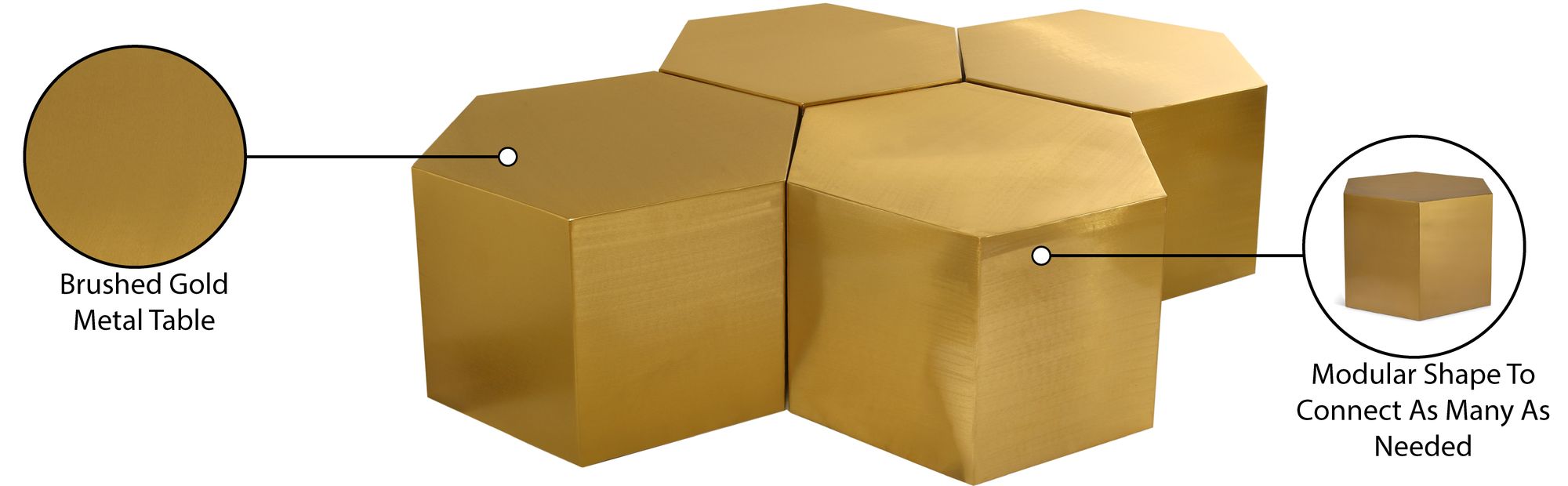 Hexagon 4-Piece Metal Modular Coffee Table