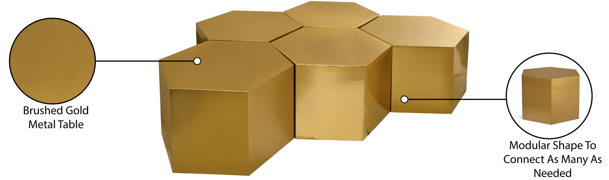 Hexagon 5-Piece Metal Modular Coffee Table