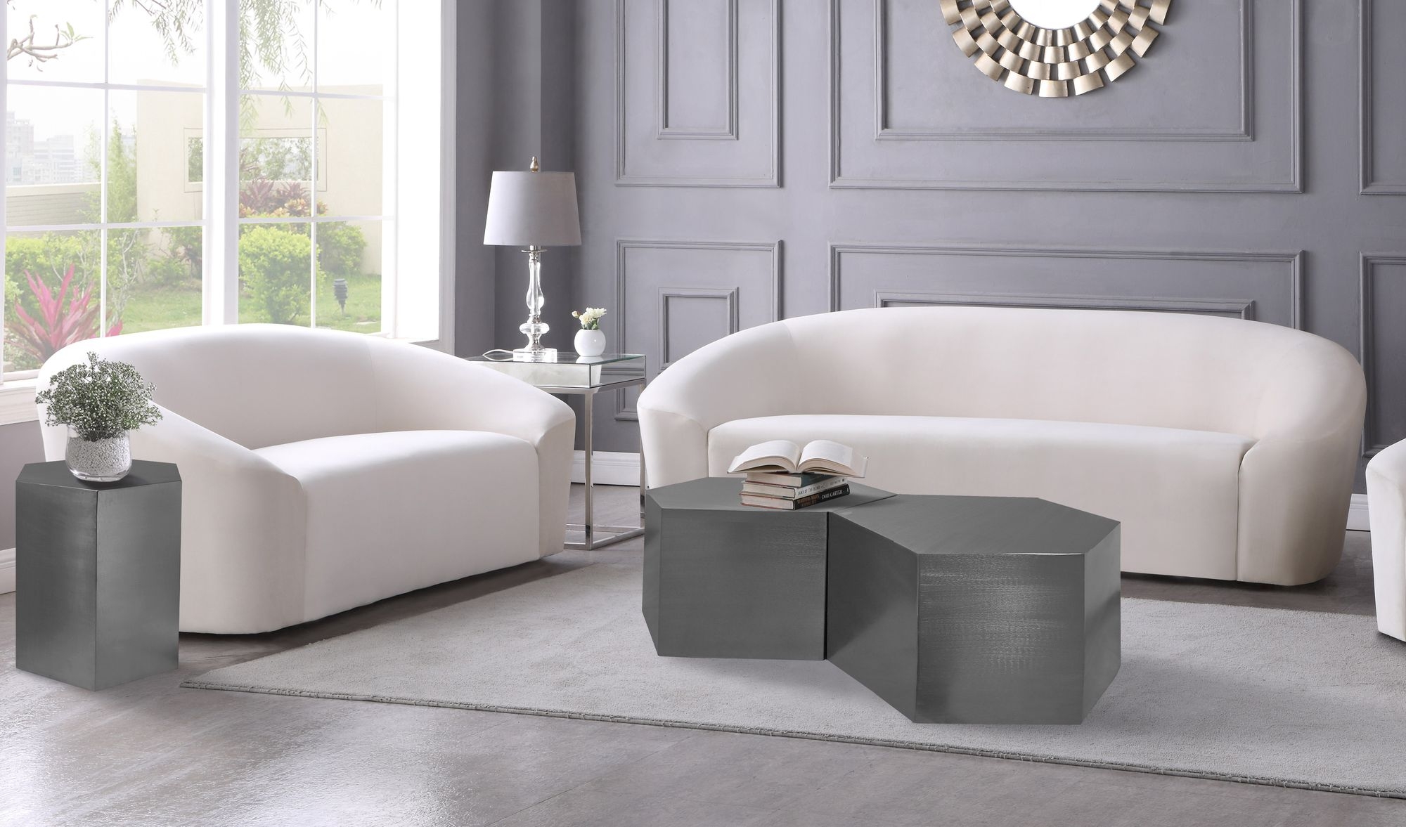 Hexagon 2-Piece Metal Modular Coffee Table