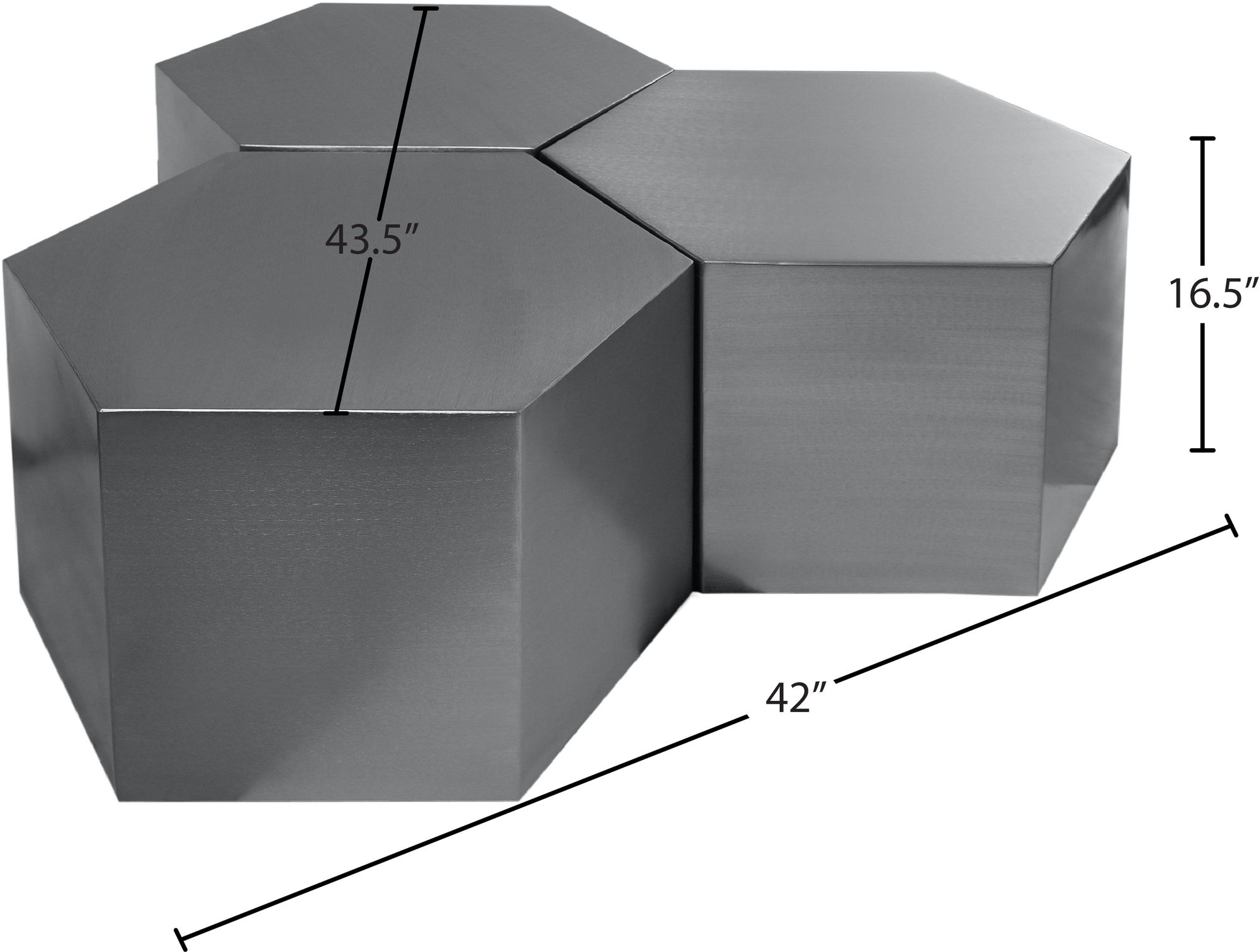 Hexagon 3-Piece Metal Modular Coffee Table