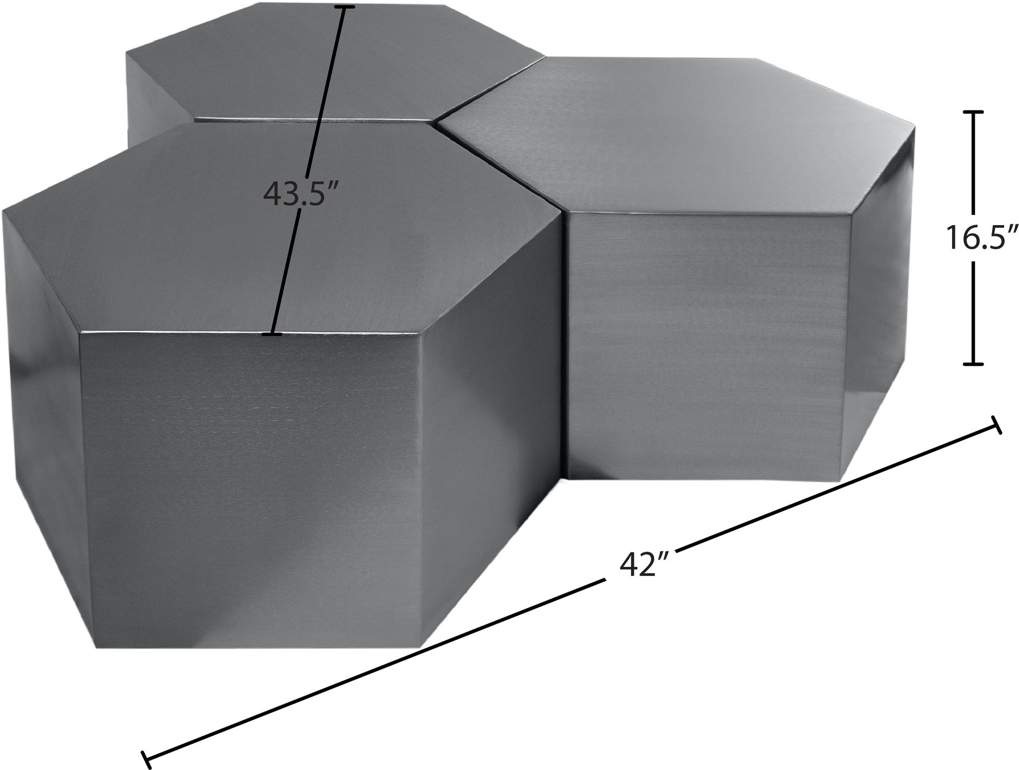 Hexagon 3-Piece Metal Modular Coffee Table