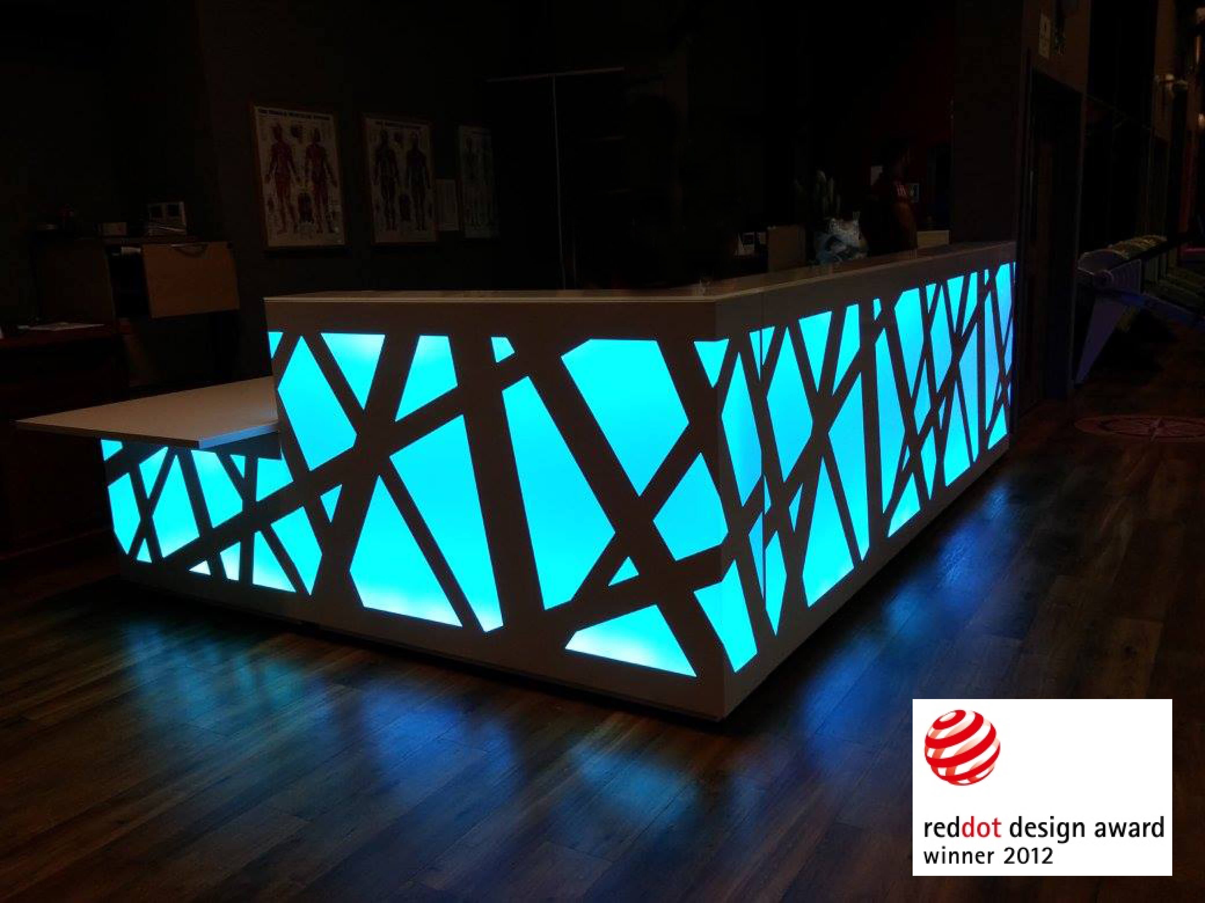 ZIG-ZAG W126" L-Shaped Reception Desk w/Counter Top & RGB Light, ADA Compliance