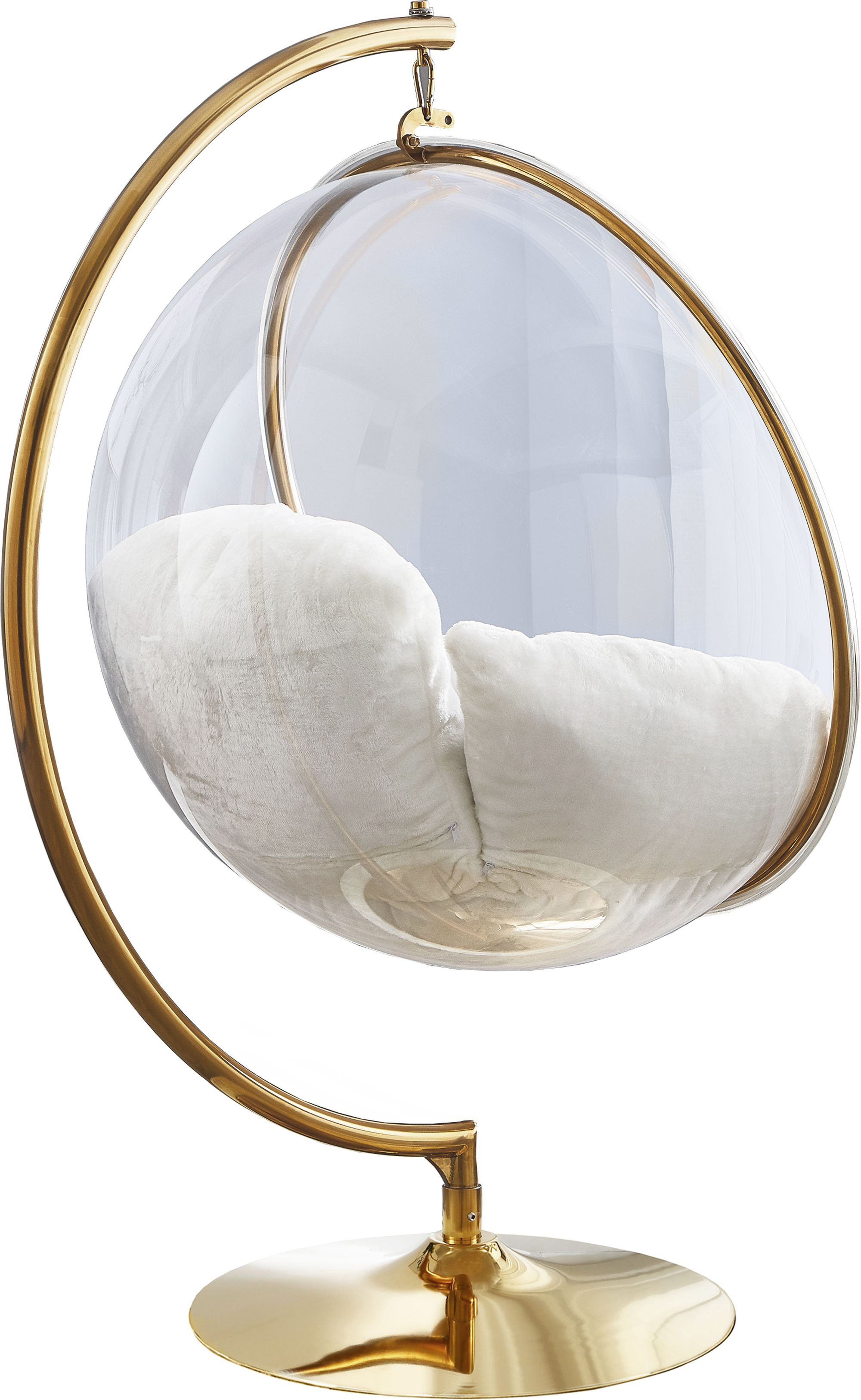 Luna Acrylic Swing Bubble Accent Chair with Gold Metal Base