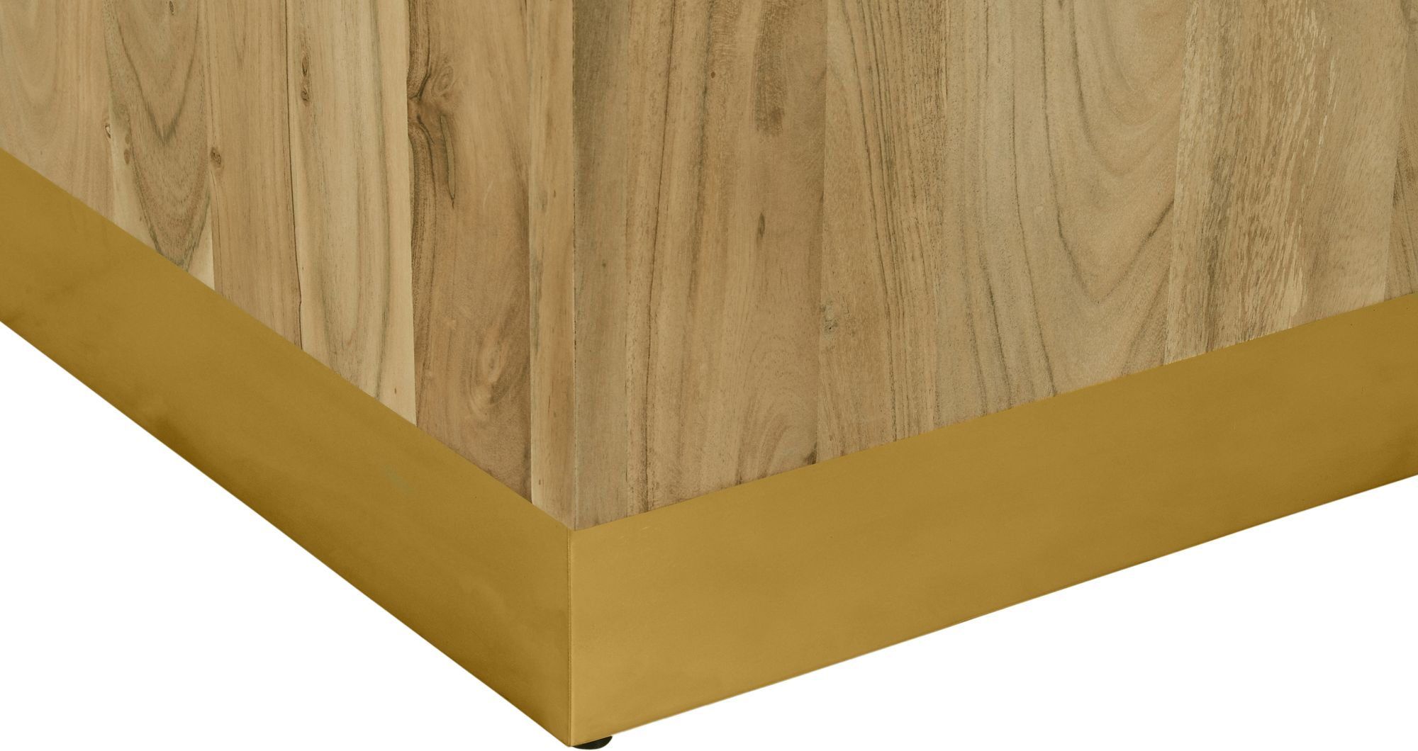 Acacia 32" Square Solid Wood Coffee Table with Gold Metal Base