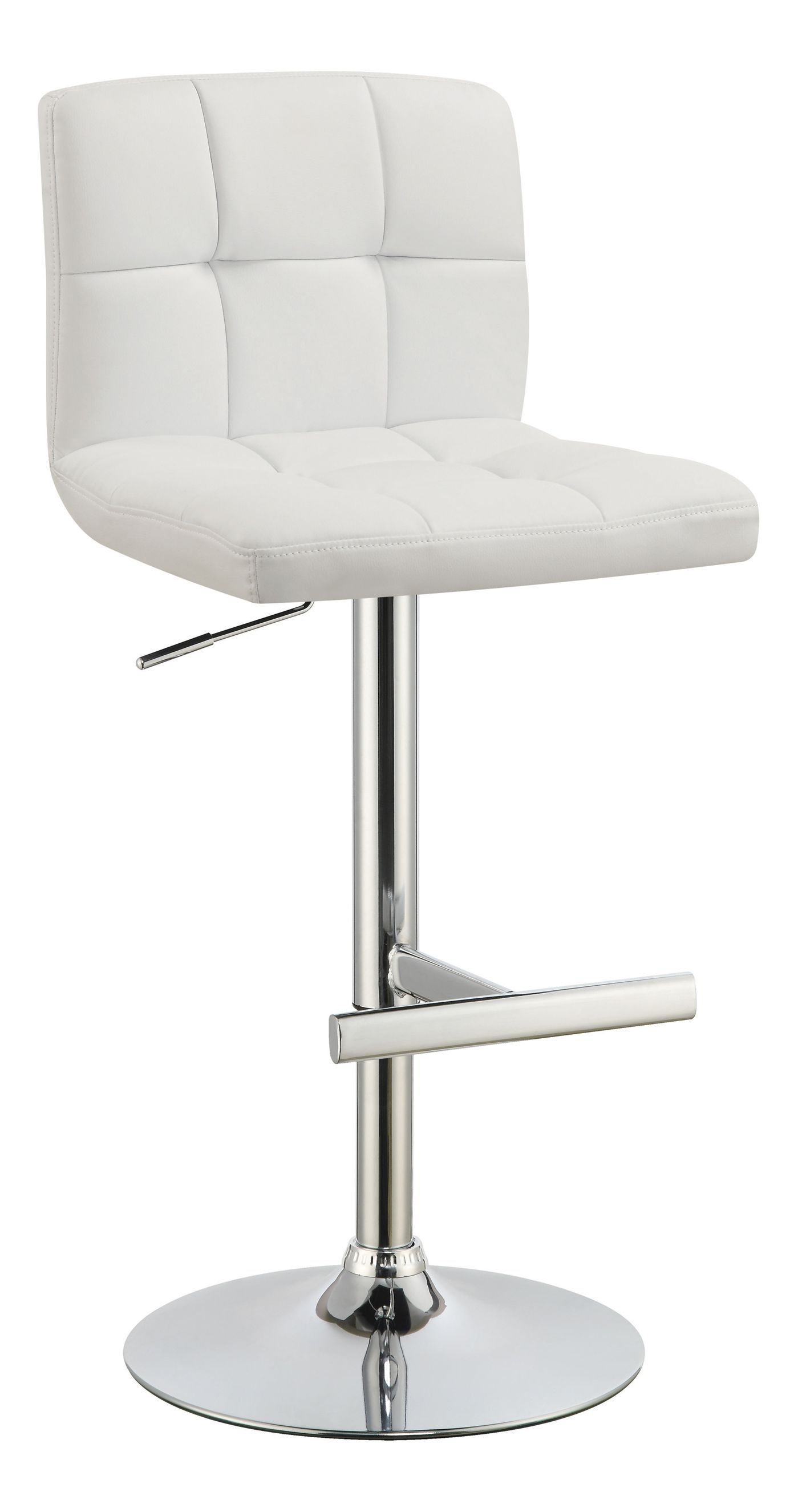 Lenny Leatherette Adjustable Height Bar Stool with Chrome Base