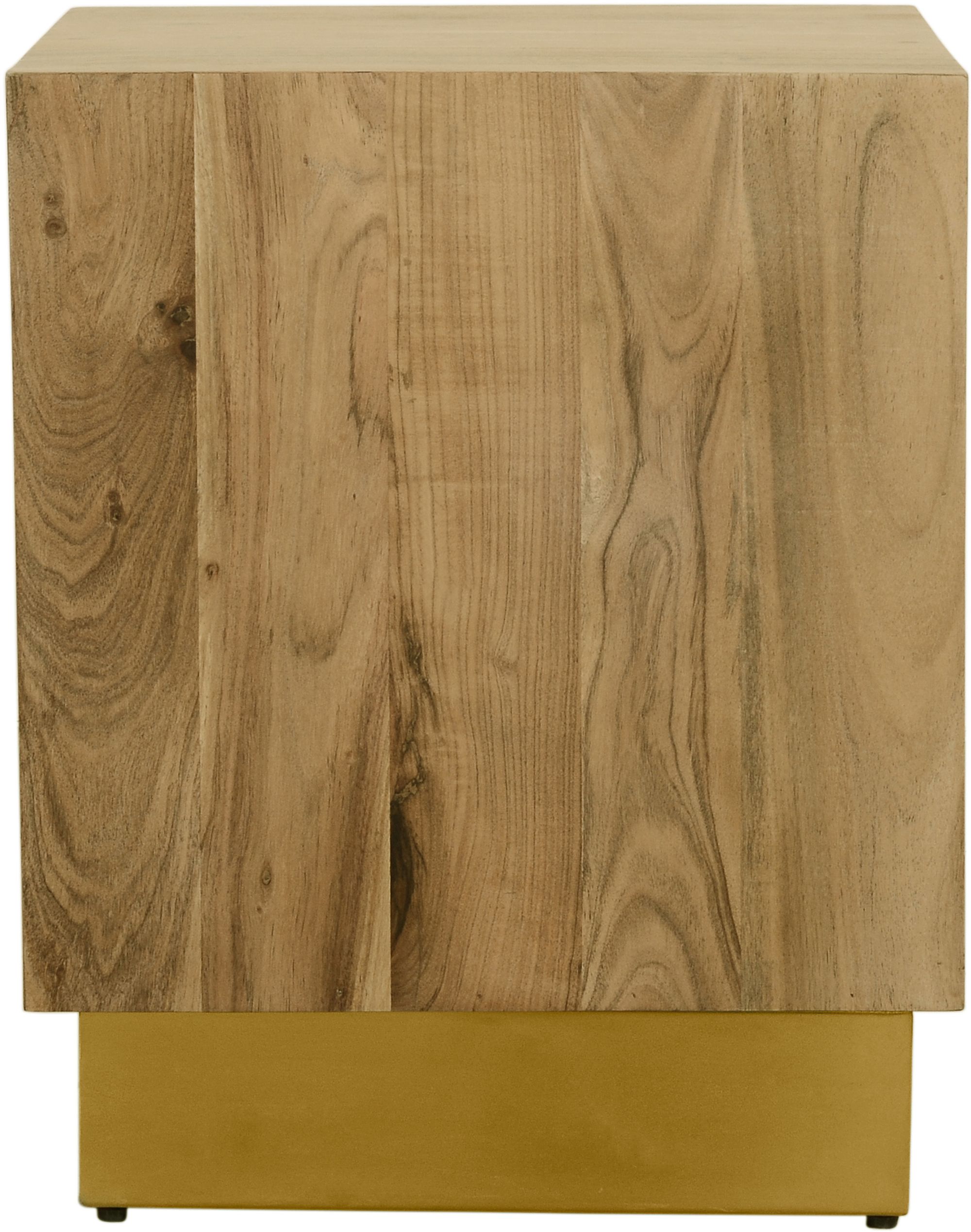 Acacia 18" Square Solid Wood End Table with Gold Metal Base