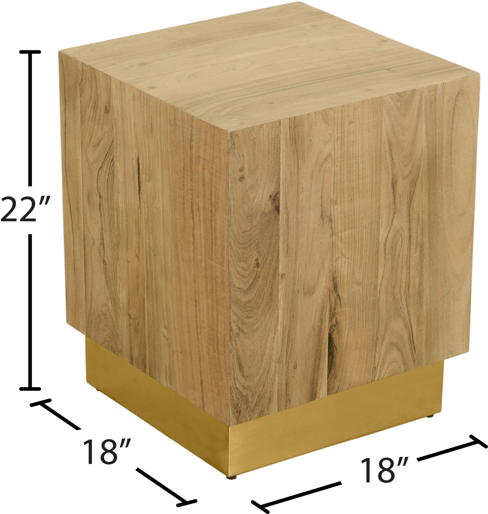 Acacia 18" Square Solid Wood End Table with Metal Base
