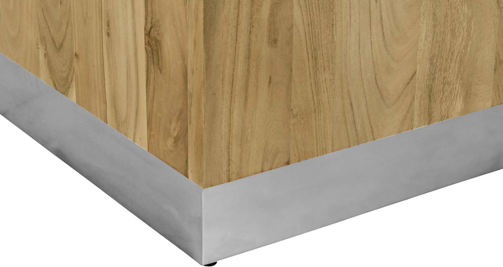 Acacia 32" Square Solid Wood Coffee Table with Chrome Metal Base