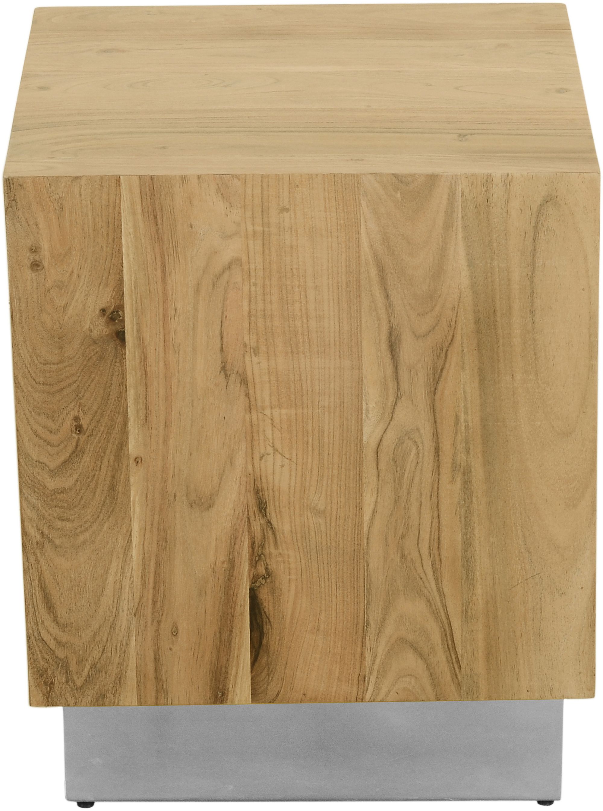 Acacia 18" Square Solid Wood End Table with Chrome Metal Base
