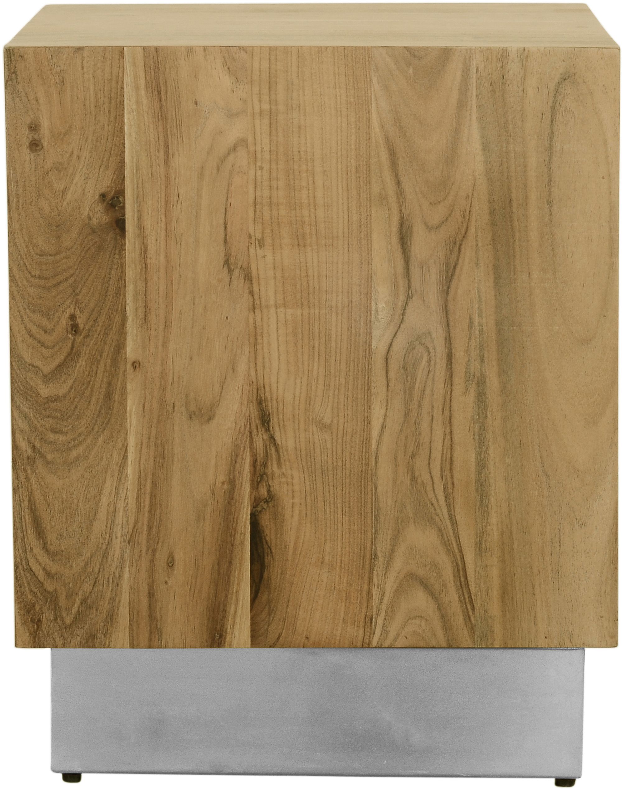 Acacia 18" Square Solid Wood End Table with Chrome Metal Base
