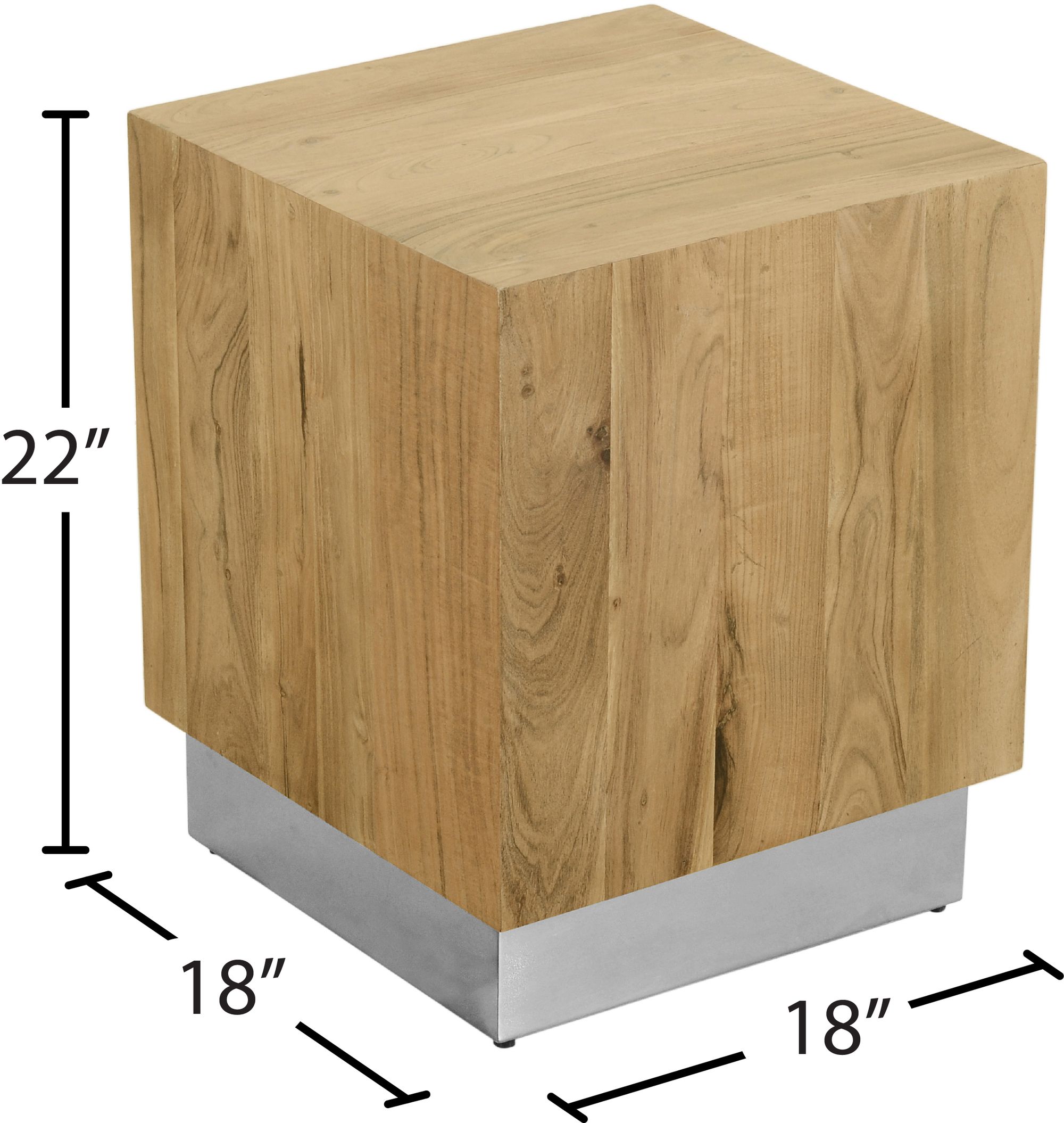 Acacia 18" Square Solid Wood End Table with Metal Base