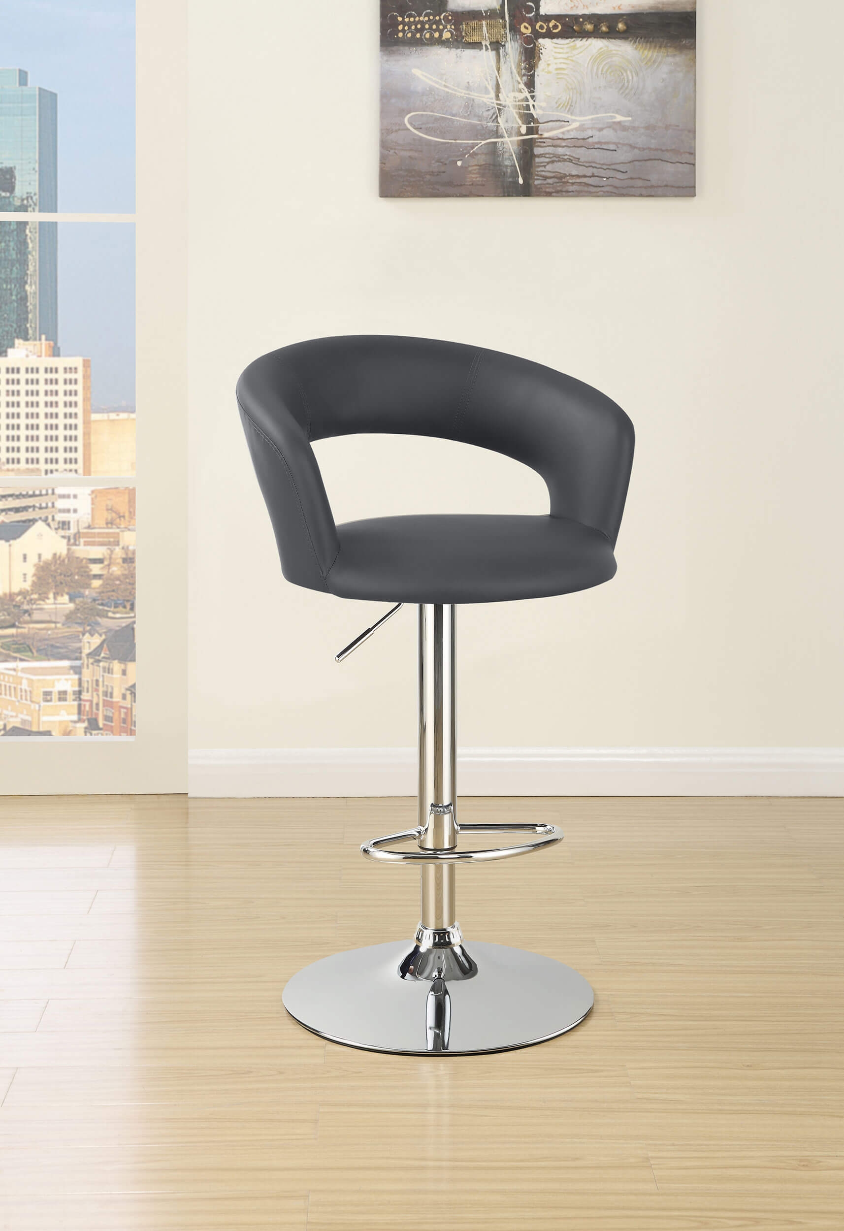 Barraza Adjustable Height Bar Stool with Chrome Base