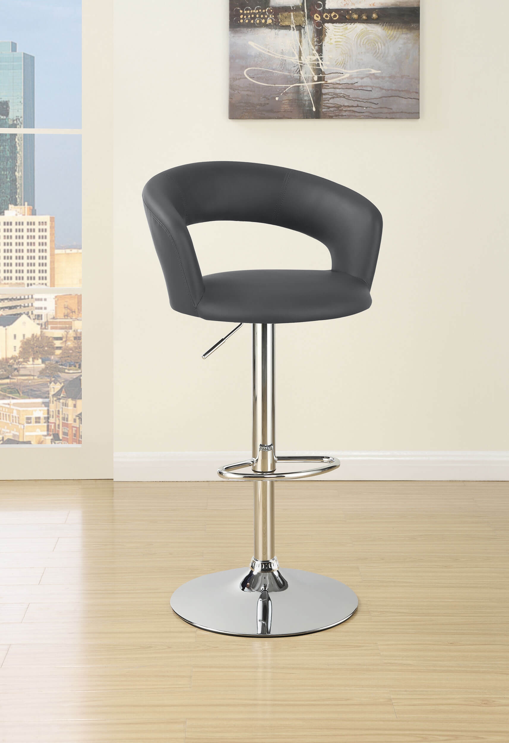 Barraza Adjustable Height Bar Stool with Chrome Base