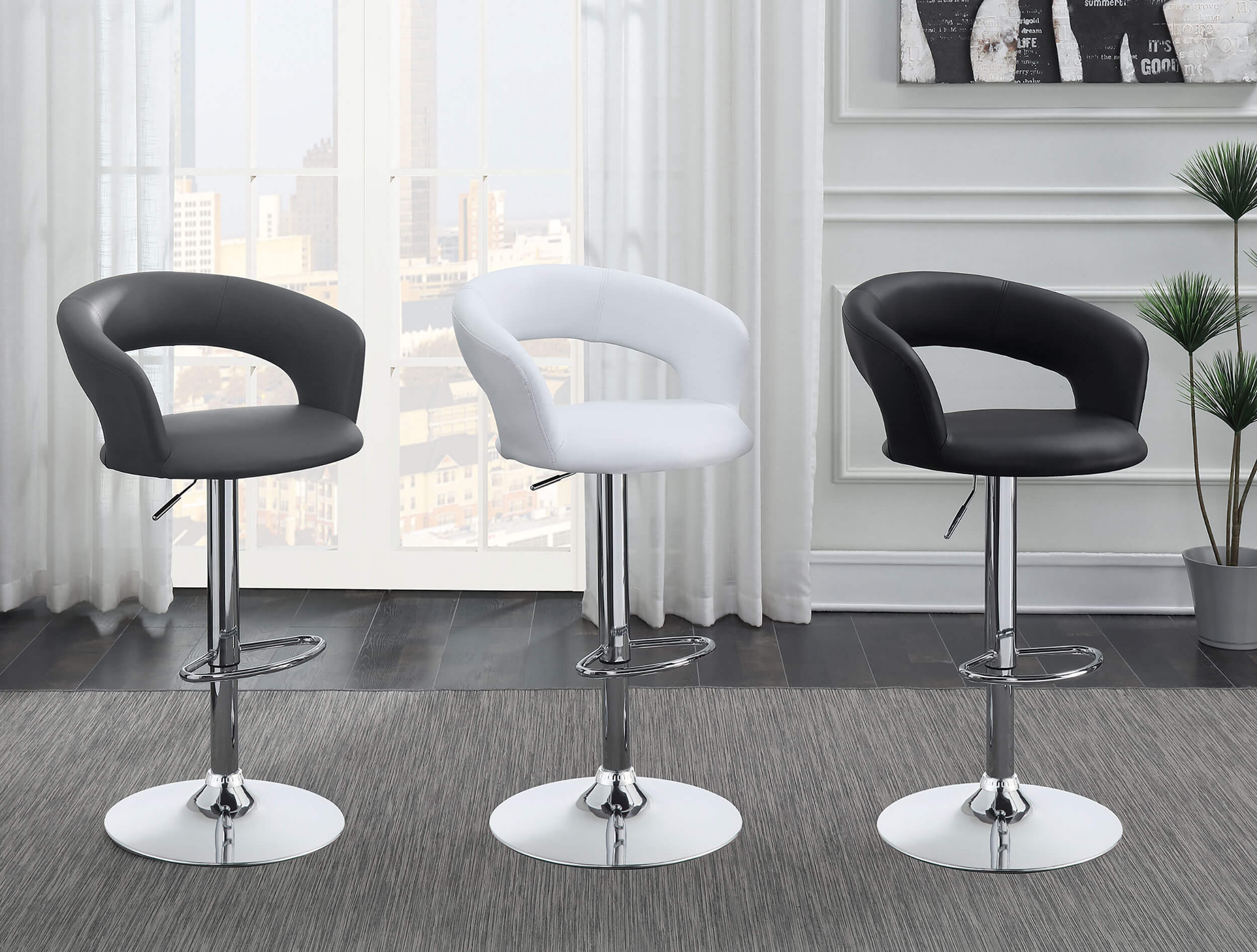 Barraza Adjustable Height Bar Stool with Chrome Base