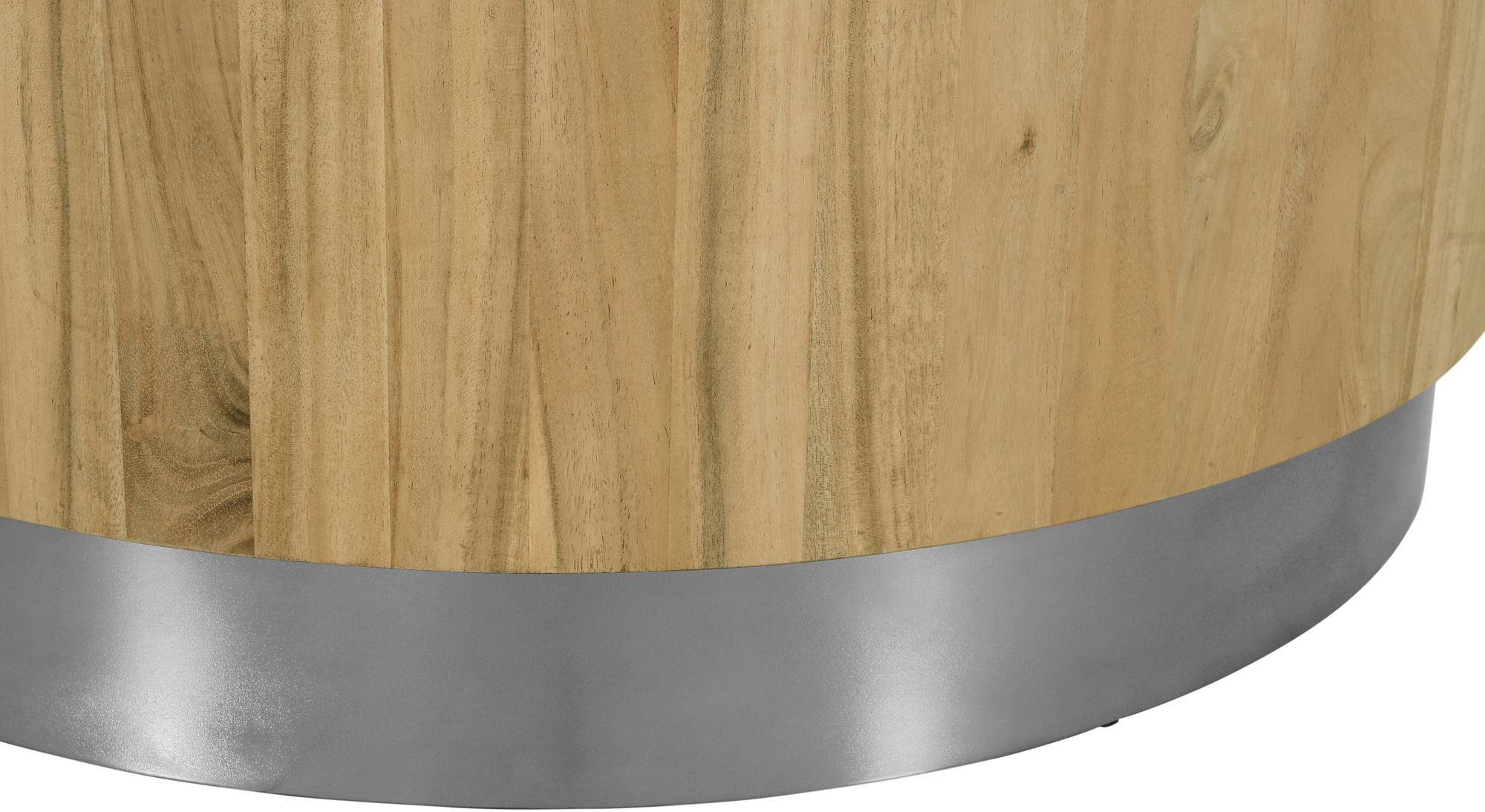 Acacia 32" Round Solid Wood Coffee Table with Chrome Metal Base