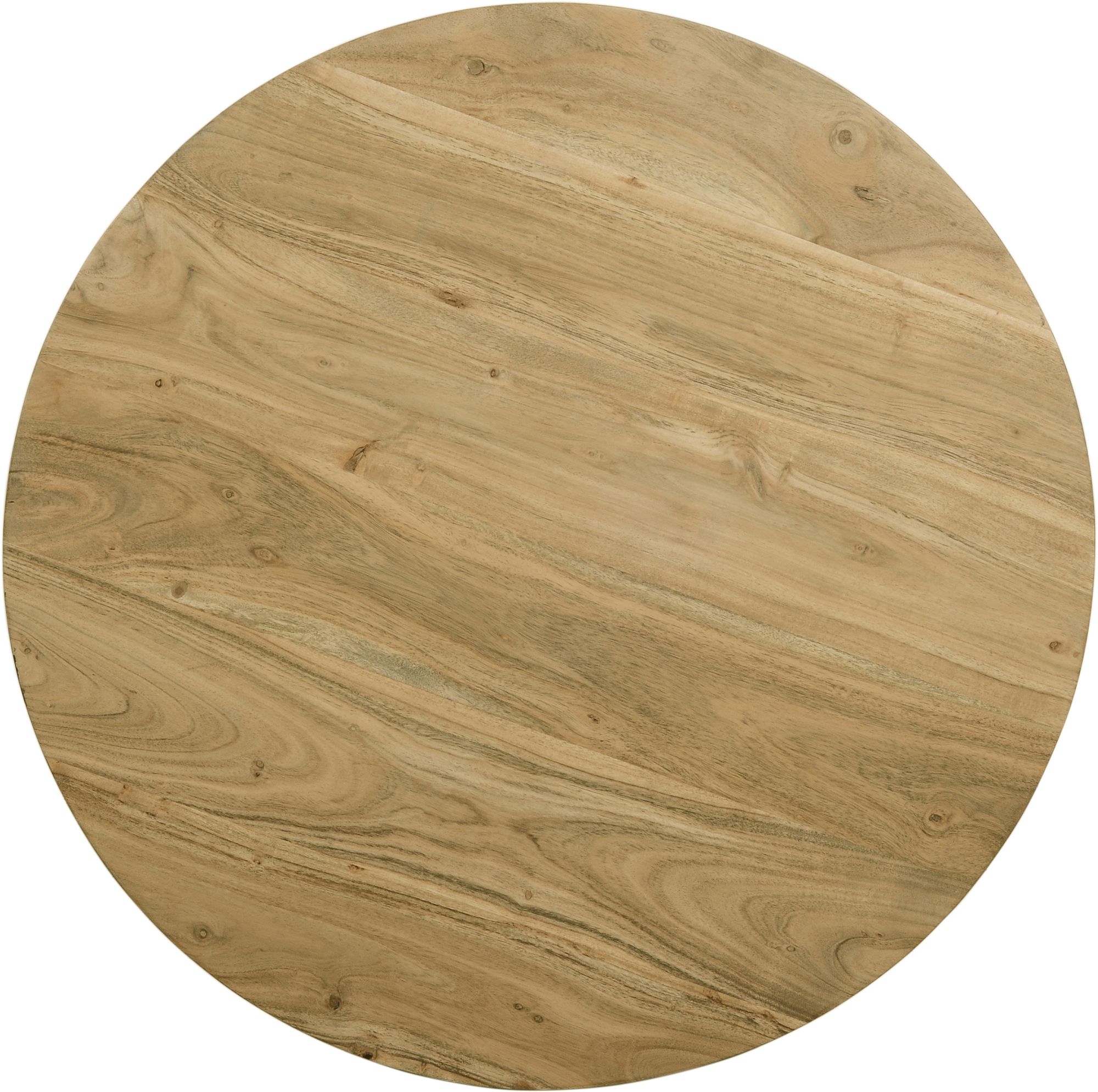 Acacia 32" Round Solid Wood Coffee Table with Chrome Metal Base
