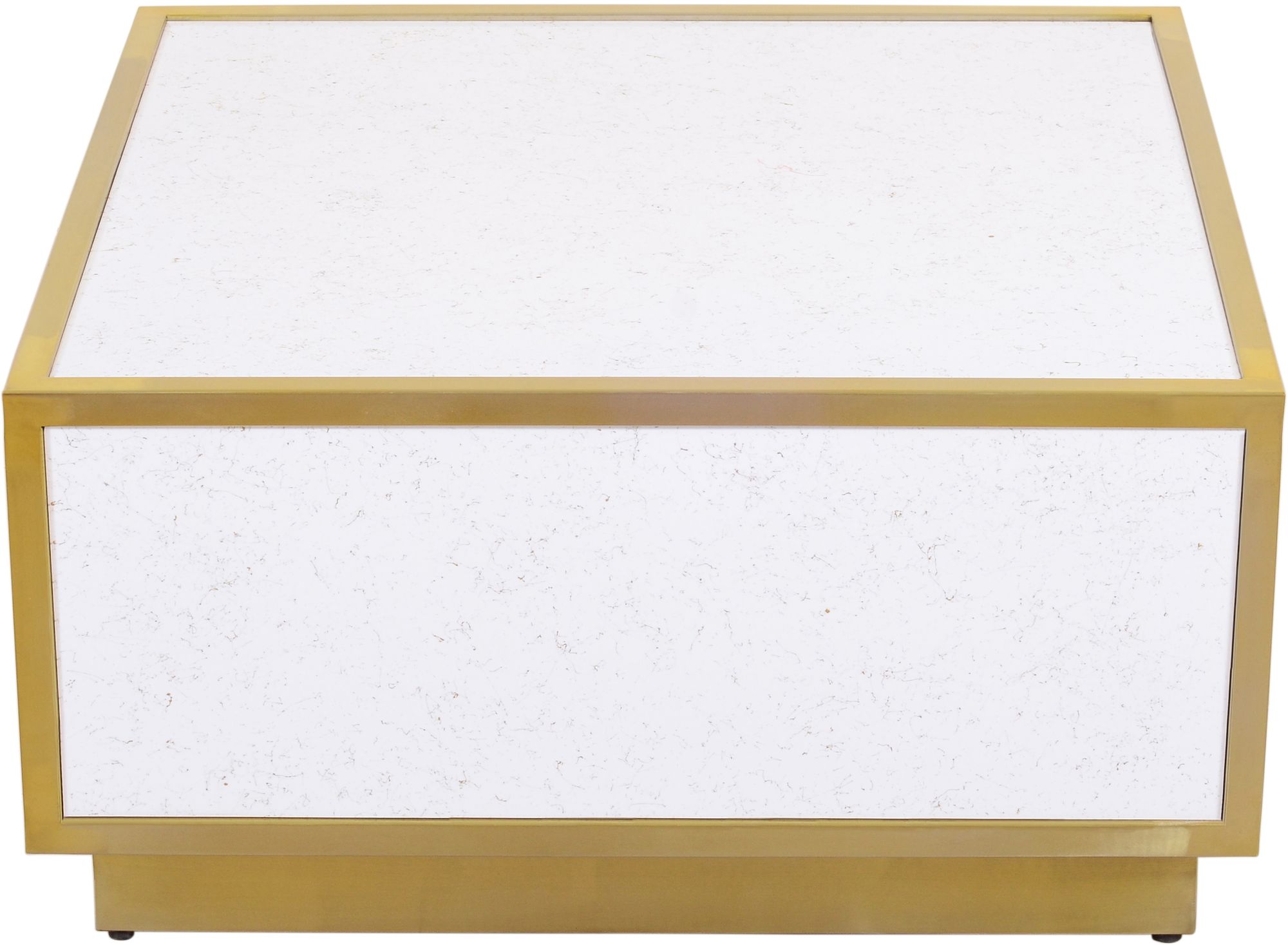 Glitz 32" Square Faux Marble Coffee Table with Gold Metal Base