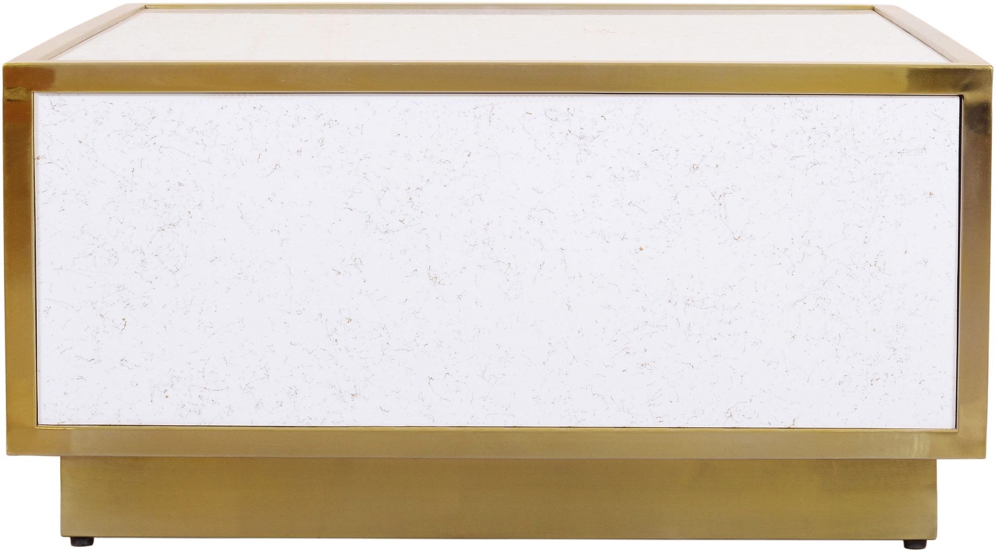 Glitz 32" Square Faux Marble Coffee Table with Gold Metal Base