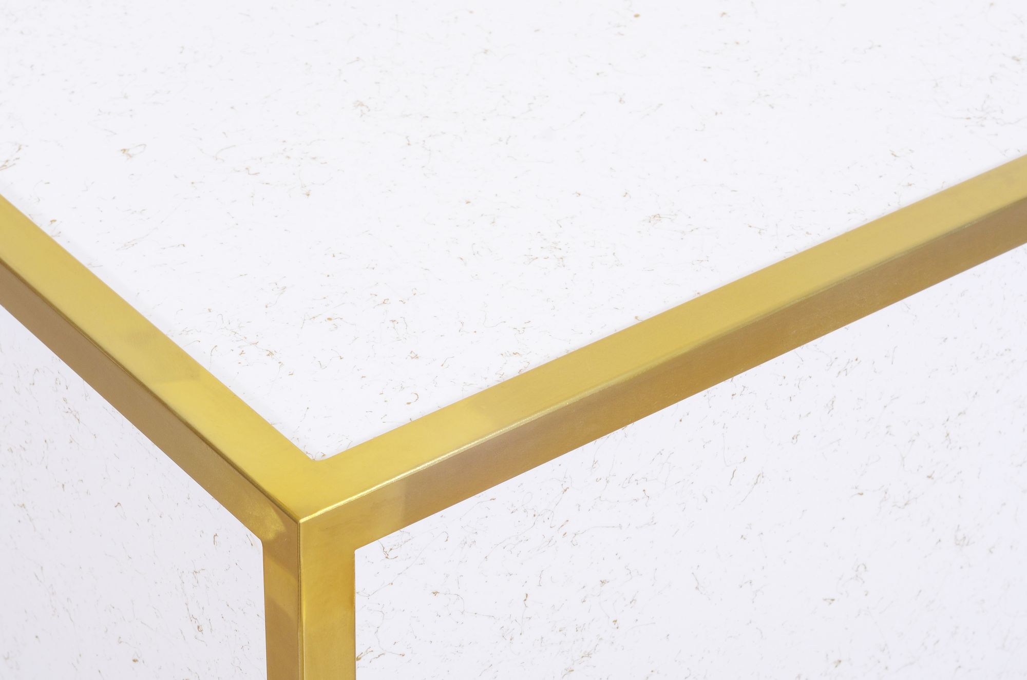Glitz 32" Square Faux Marble Coffee Table with Gold Metal Base