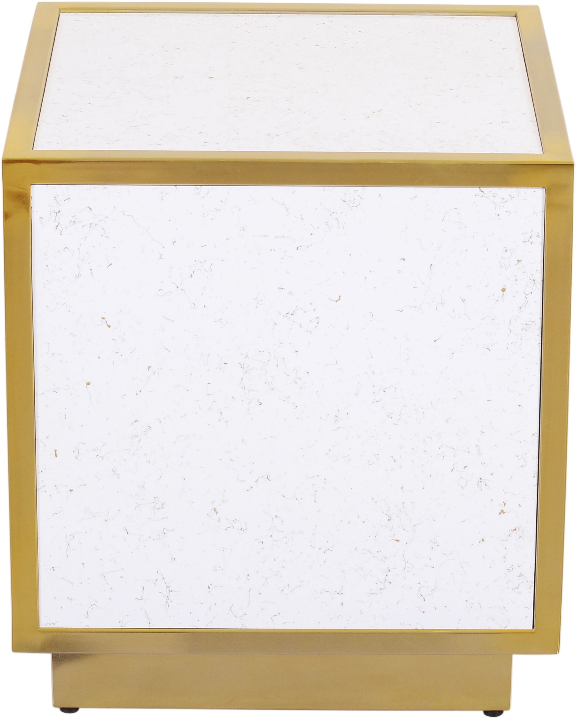 Glitz 20" Square Faux Marble End Table with Gold Metal Base