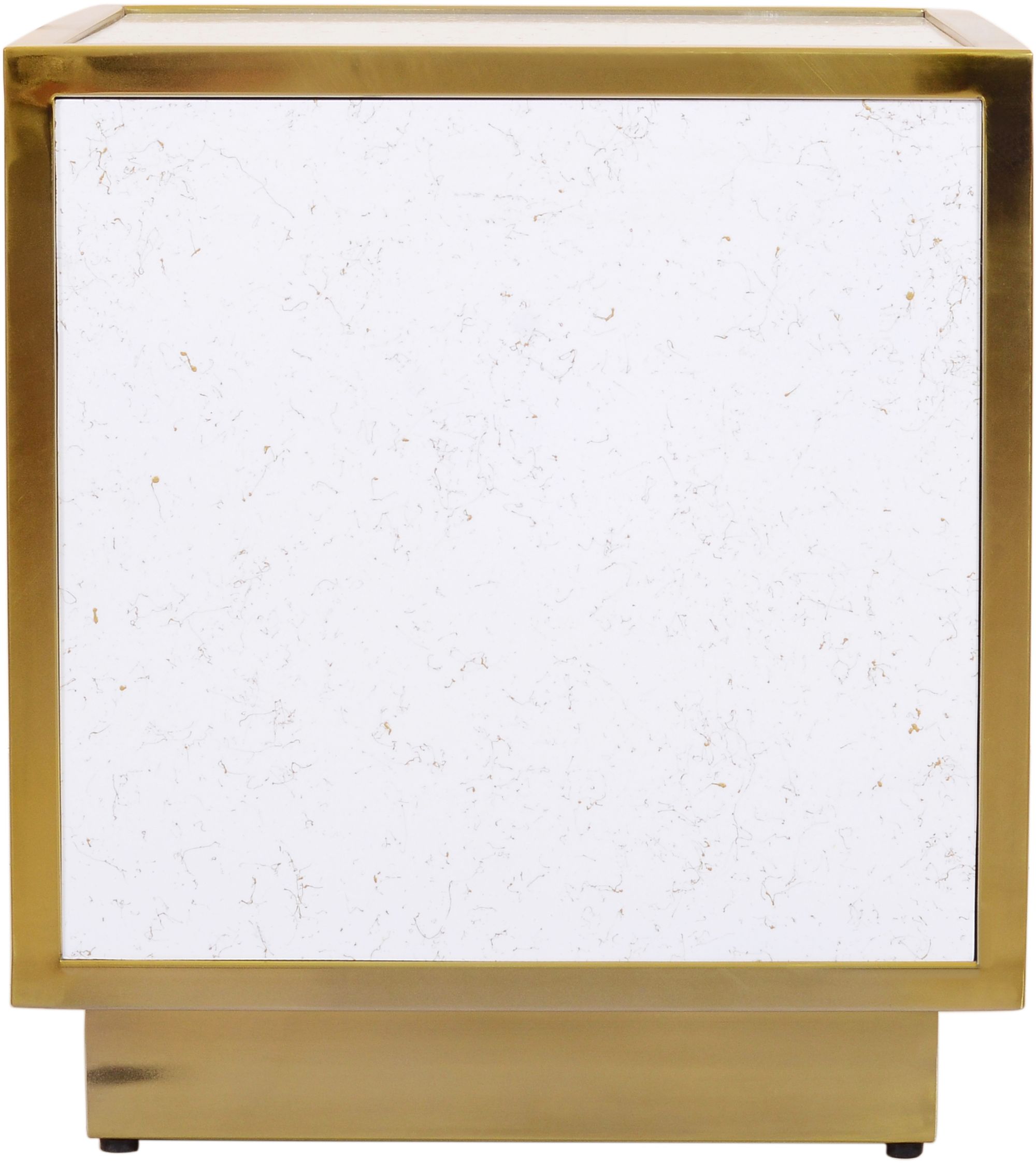 Glitz 20" Square Faux Marble End Table with Gold Metal Base