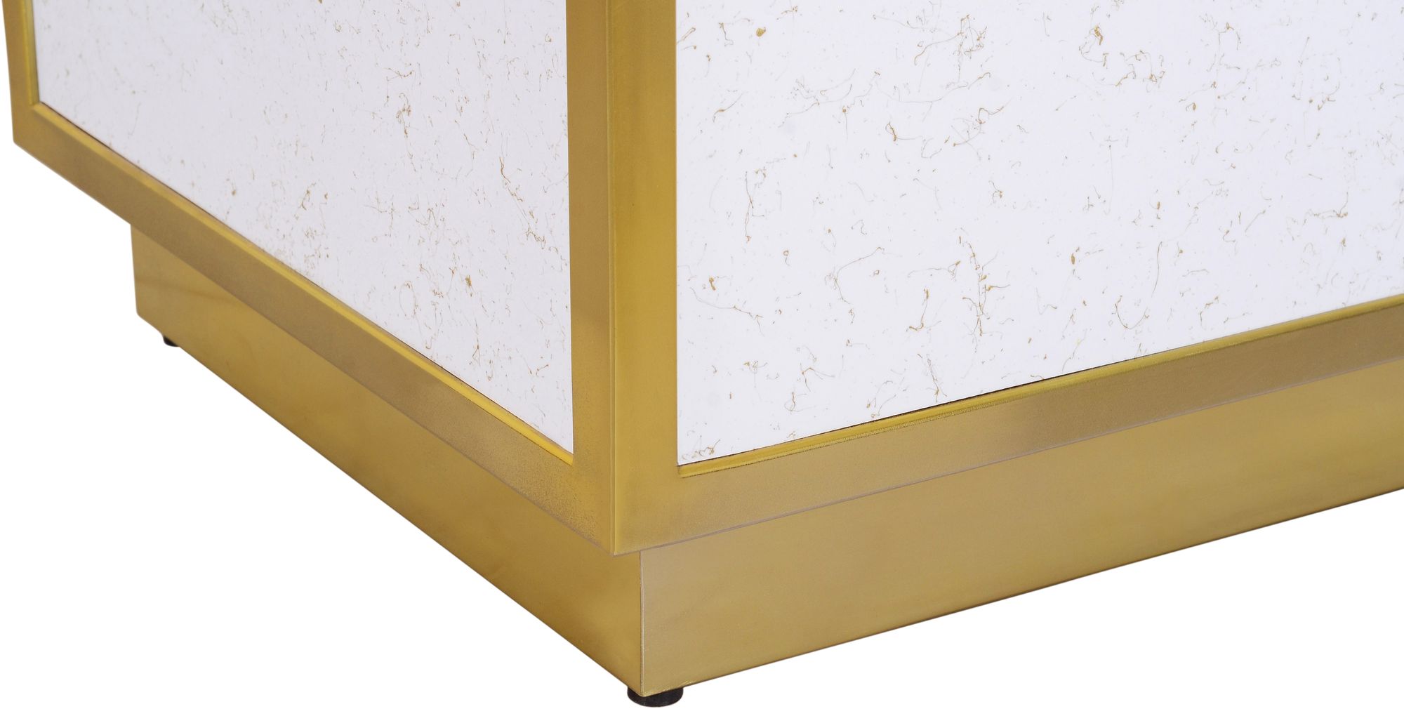 Glitz 20" Square Faux Marble End Table with Gold Metal Base