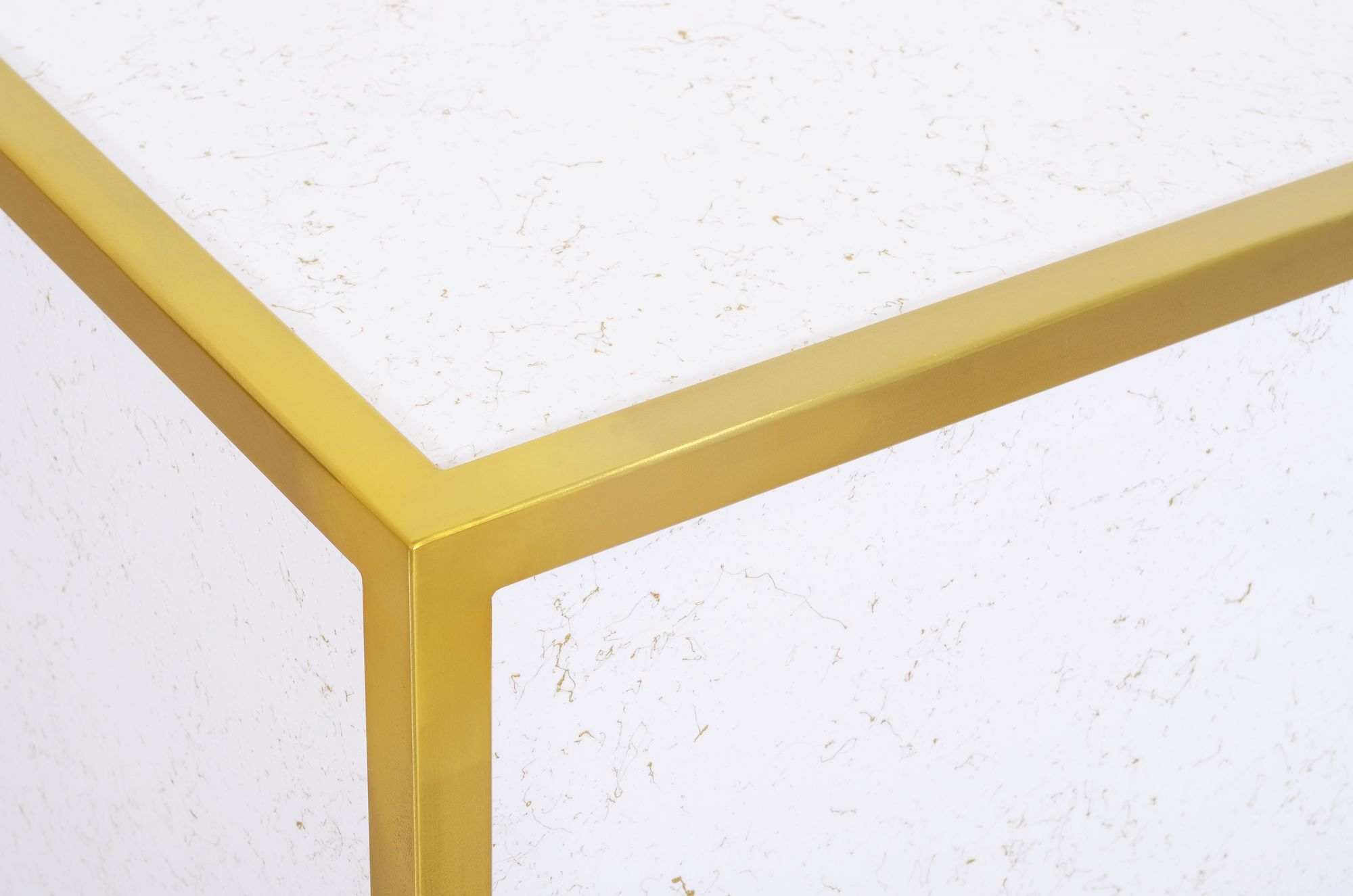 Glitz 20" Square Faux Marble End Table with Gold Metal Base