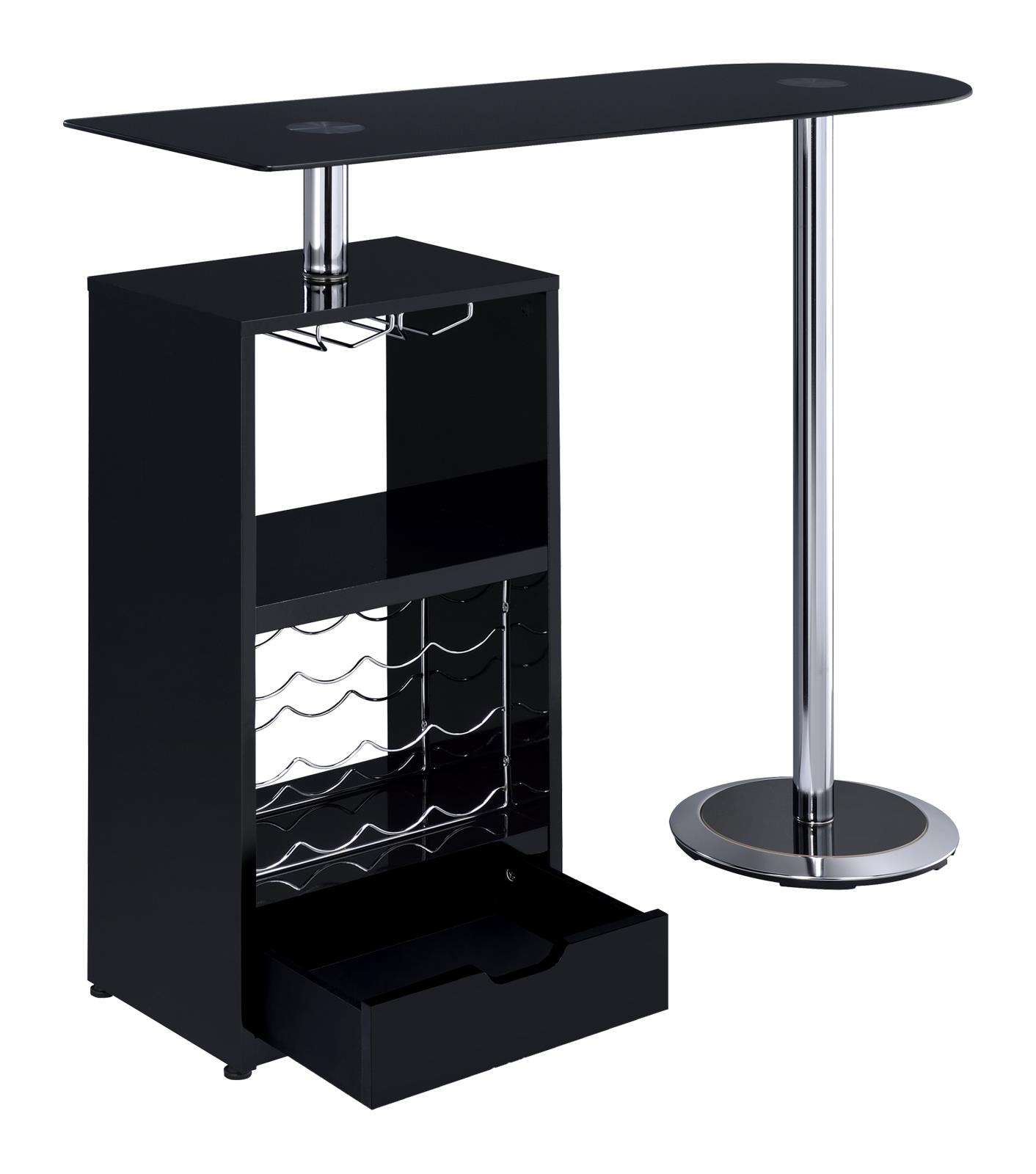 Koufax Wood Veneer Bar Table with Wine Rack