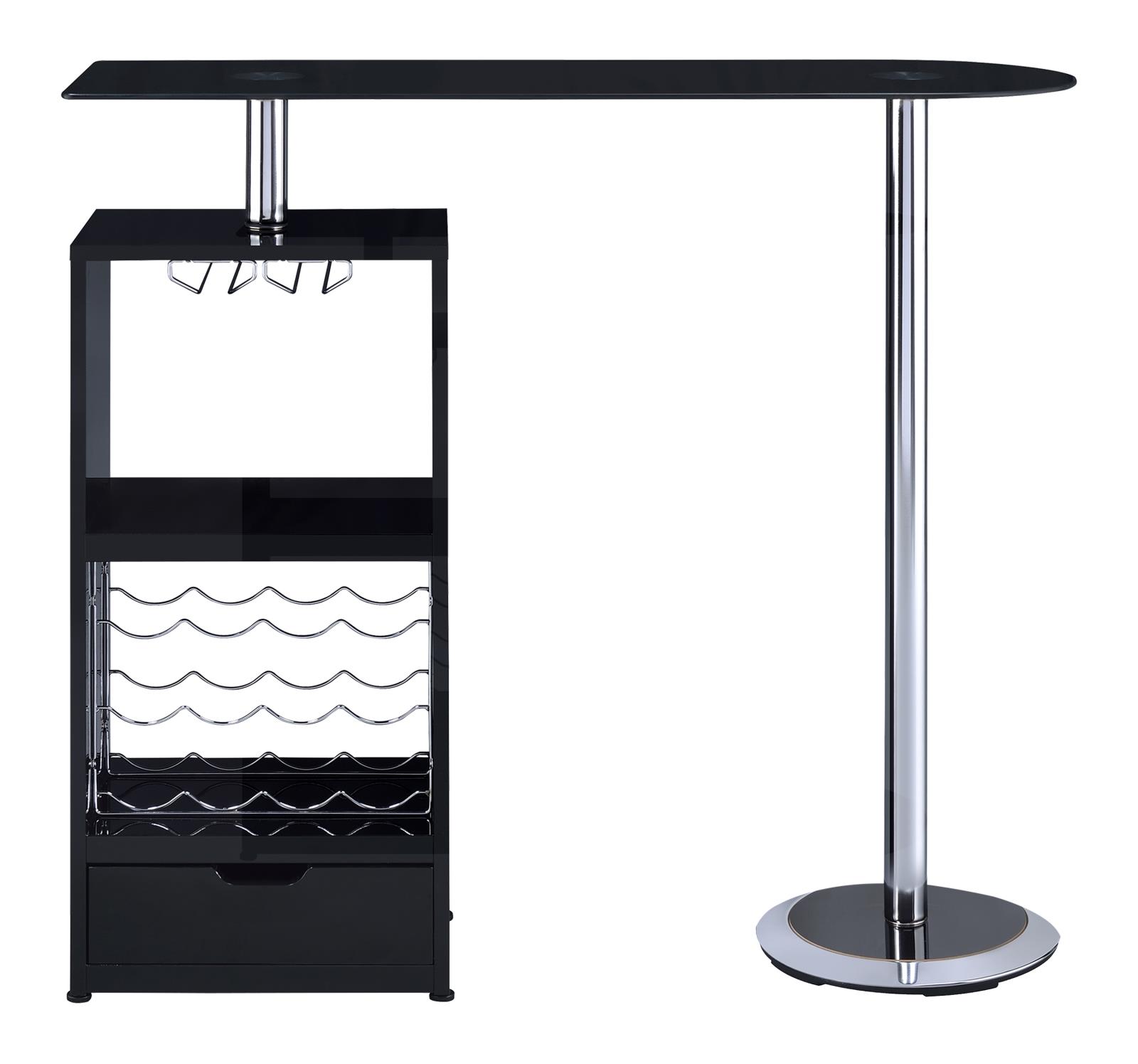 Koufax Wood Veneer Bar Table with Wine Rack