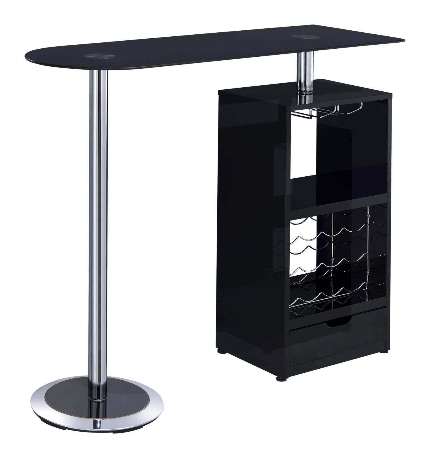 Koufax Wood Veneer Bar Table with Wine Rack