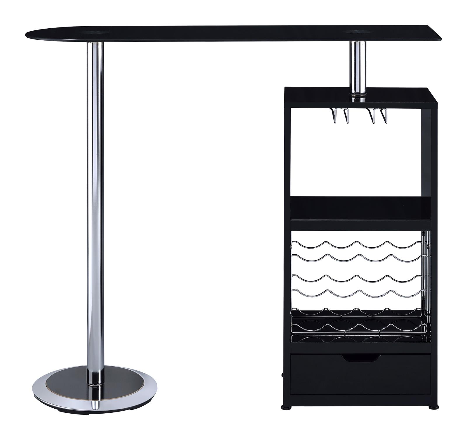 Koufax Wood Veneer Bar Table with Wine Rack