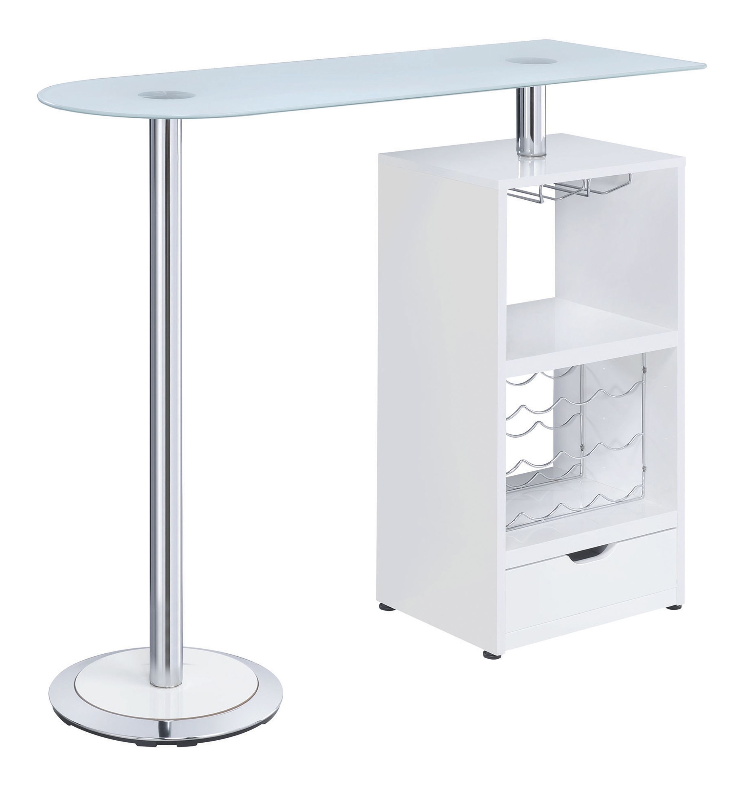 Koufax Wood Veneer Bar Table with Wine Rack