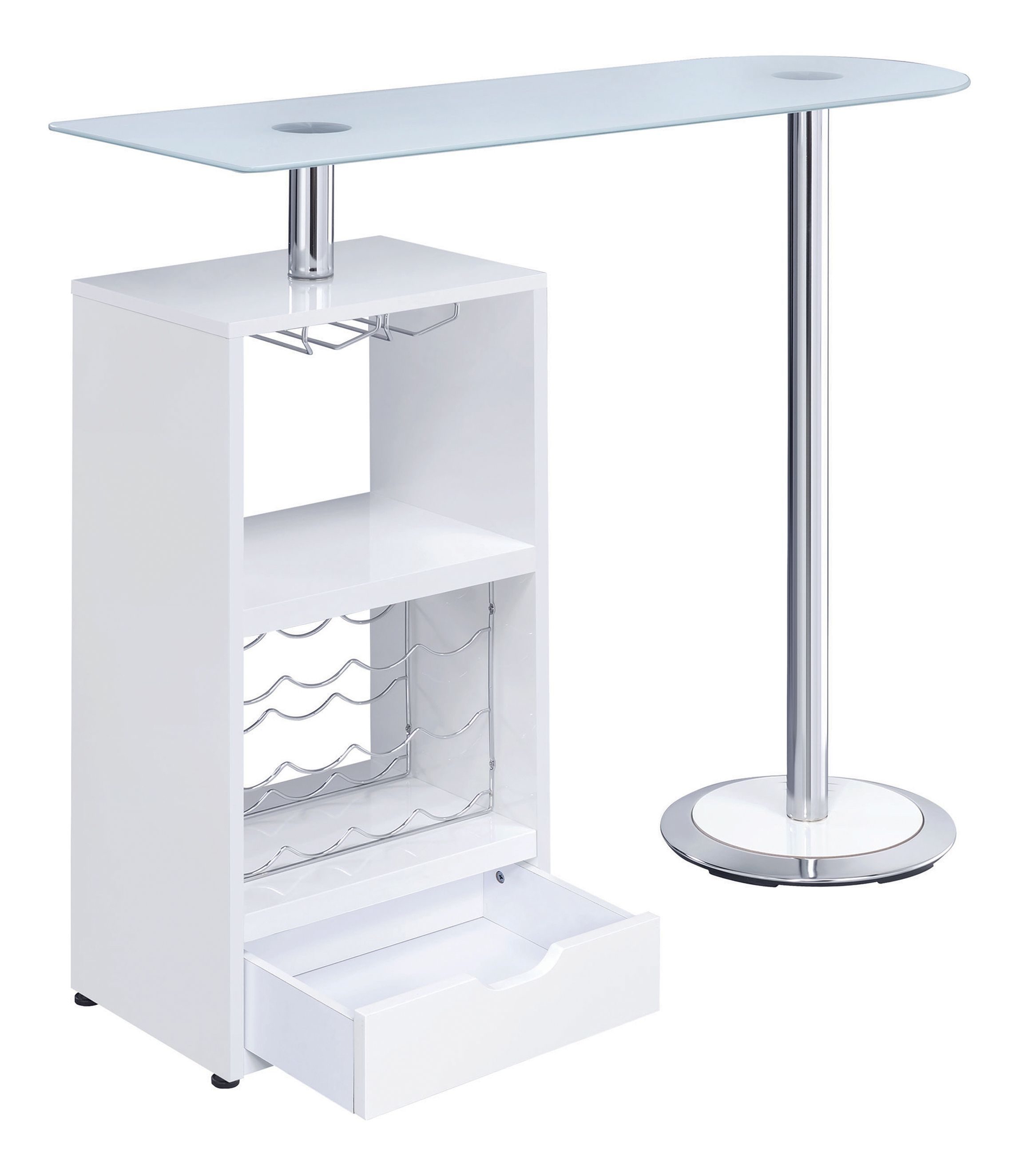 Koufax Wood Veneer Bar Table with Wine Rack