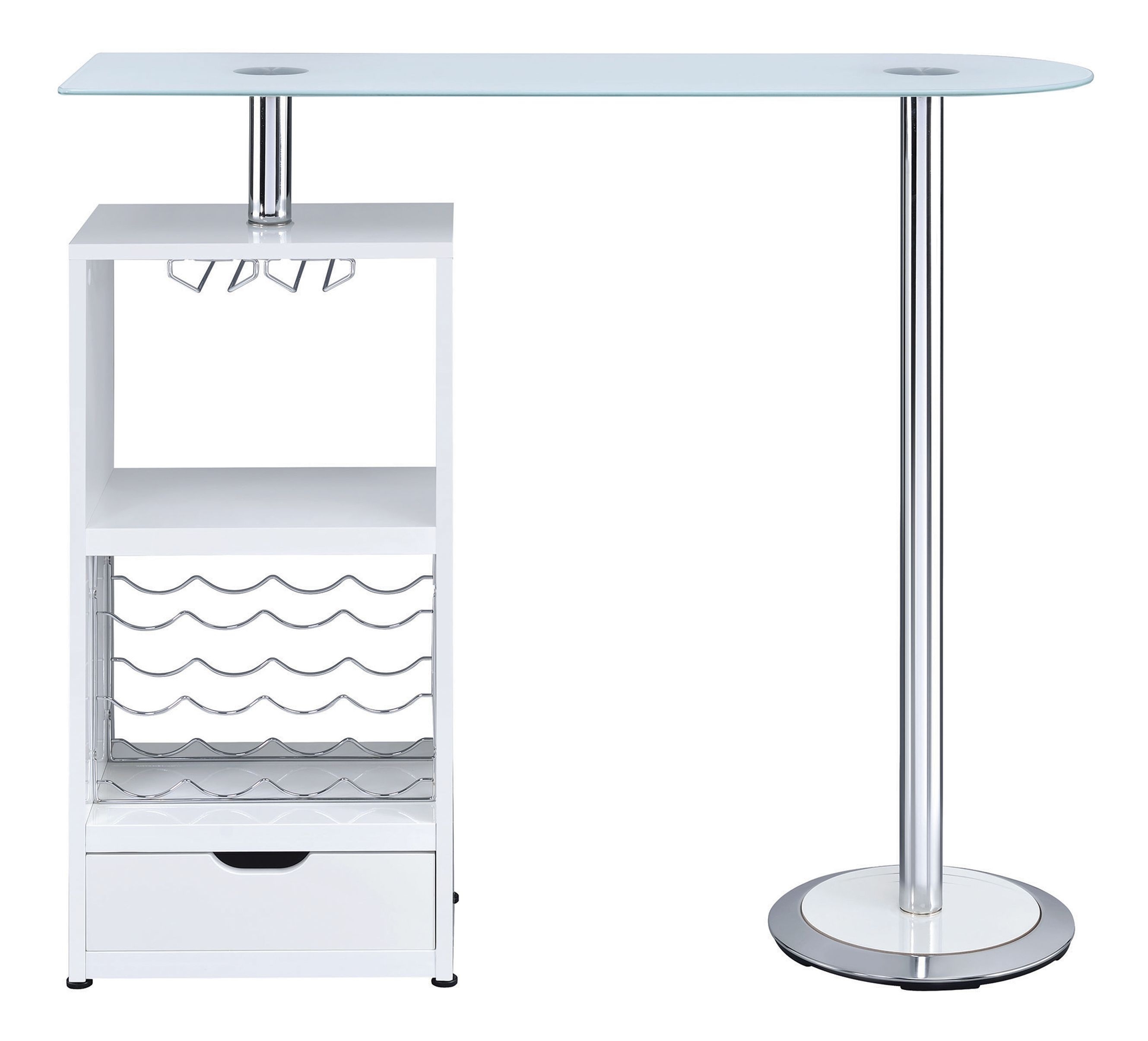 Koufax Wood Veneer Bar Table with Wine Rack