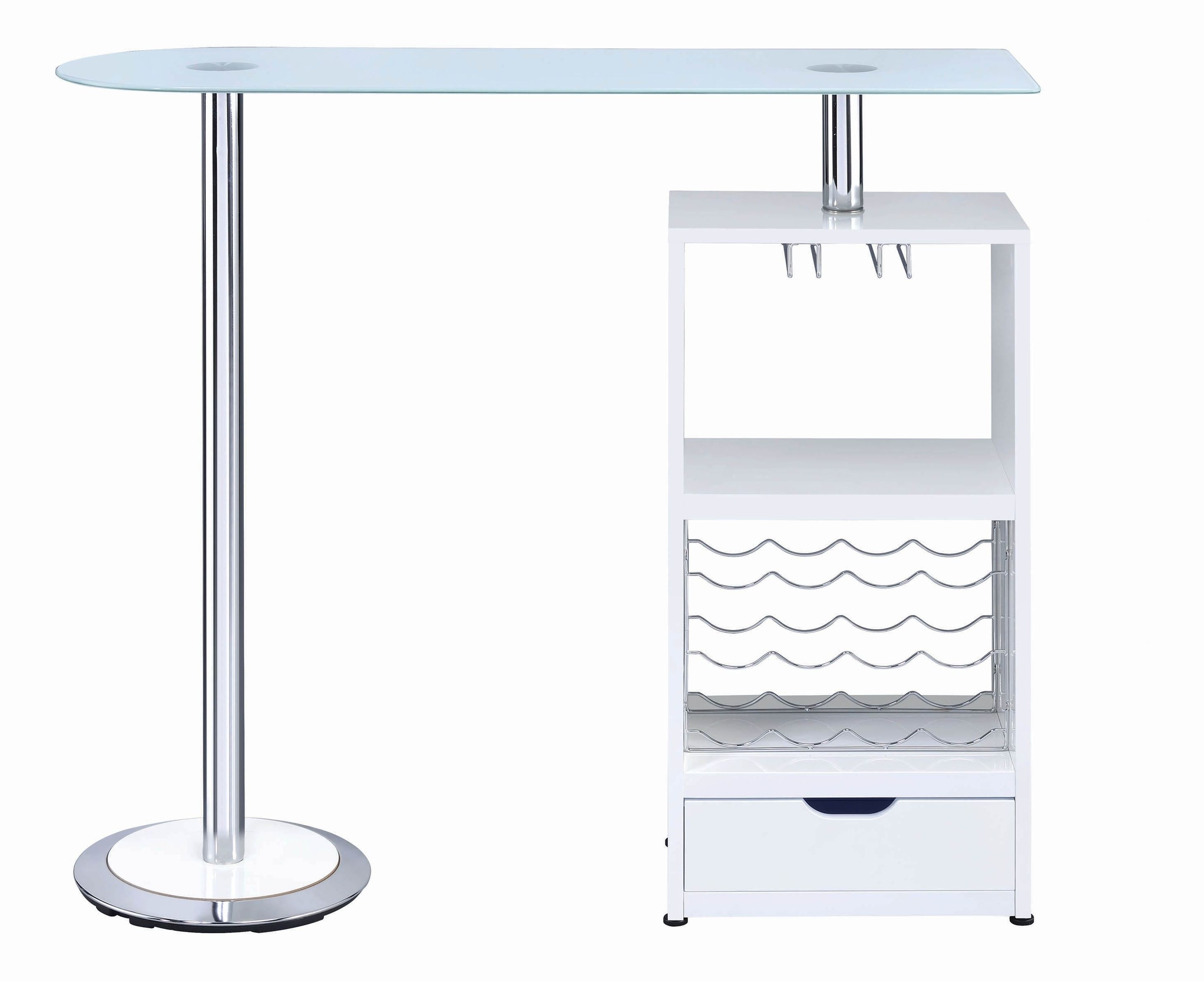 Koufax Wood Veneer Bar Table with Wine Rack