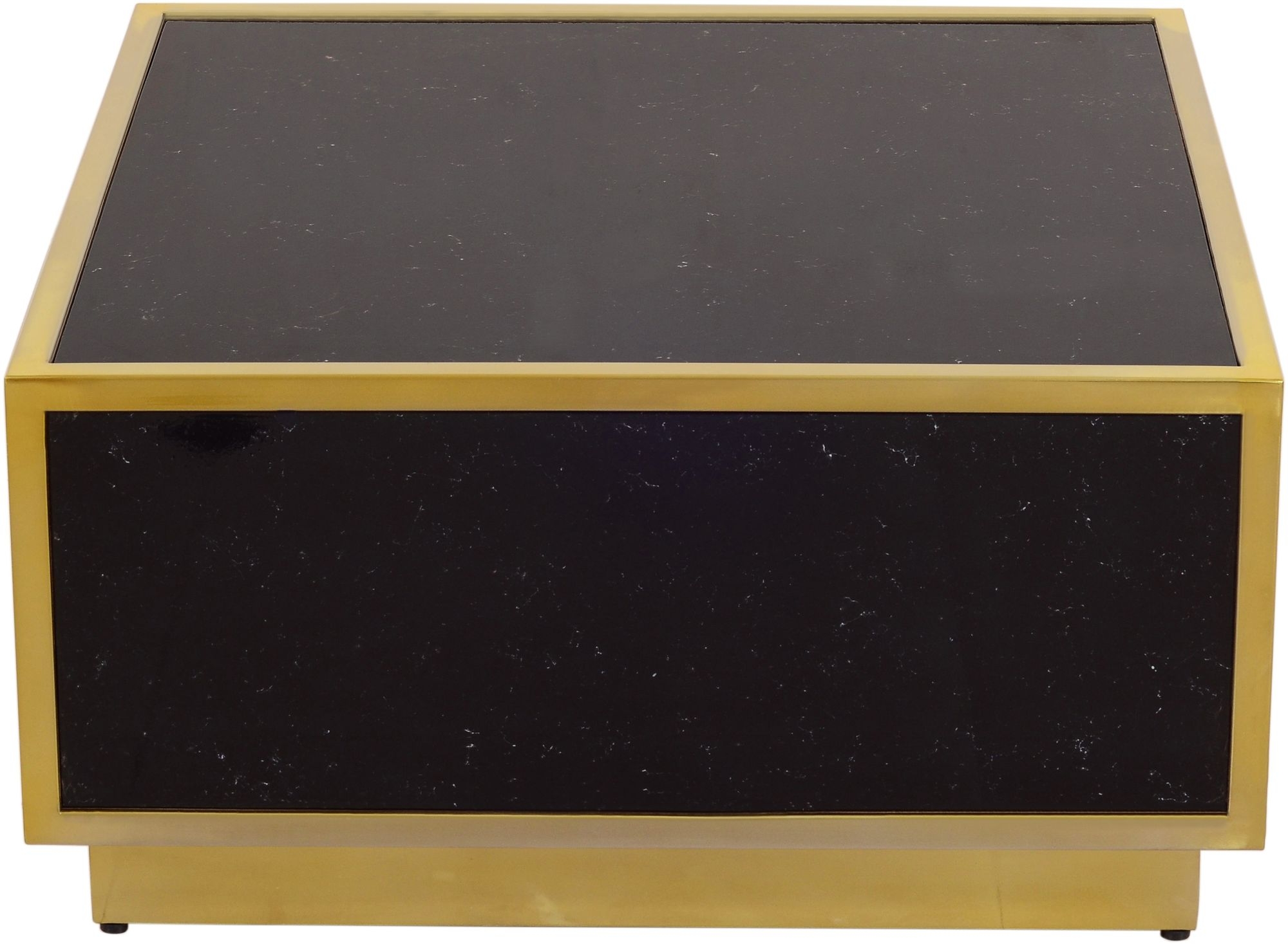 Glitz 32" Square Faux Marble Coffee Table with Gold Metal Base