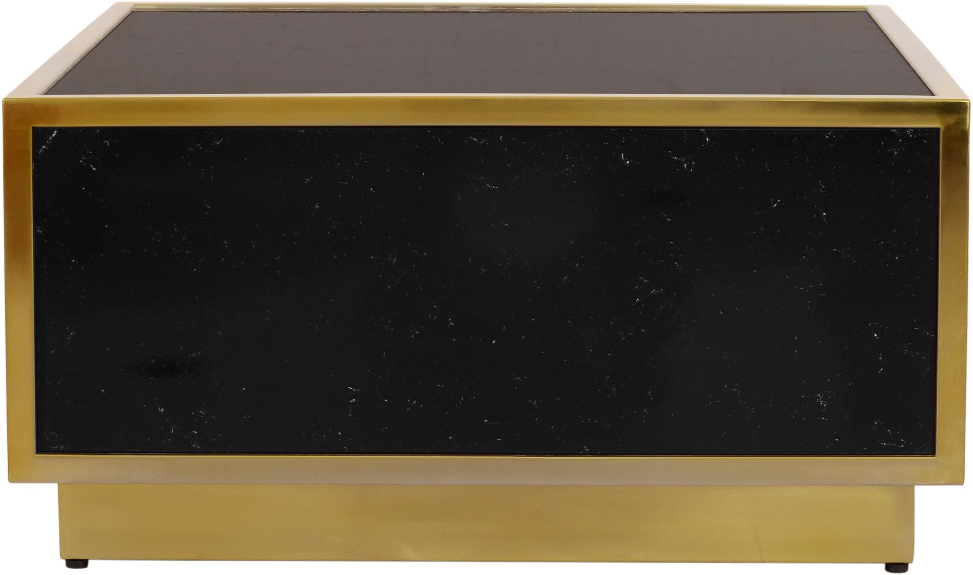 Glitz 32" Square Faux Marble Coffee Table with Gold Metal Base