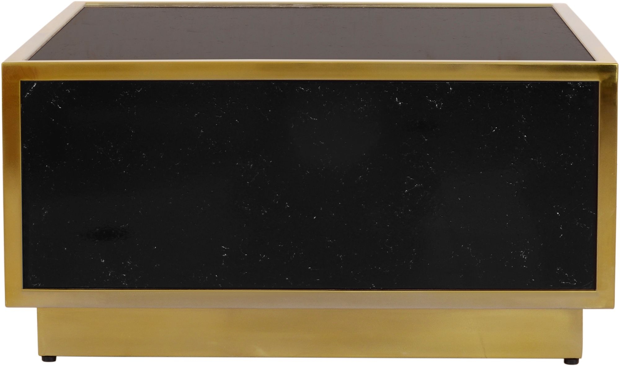 Glitz 32" Square Faux Marble Coffee Table with Gold Metal Base