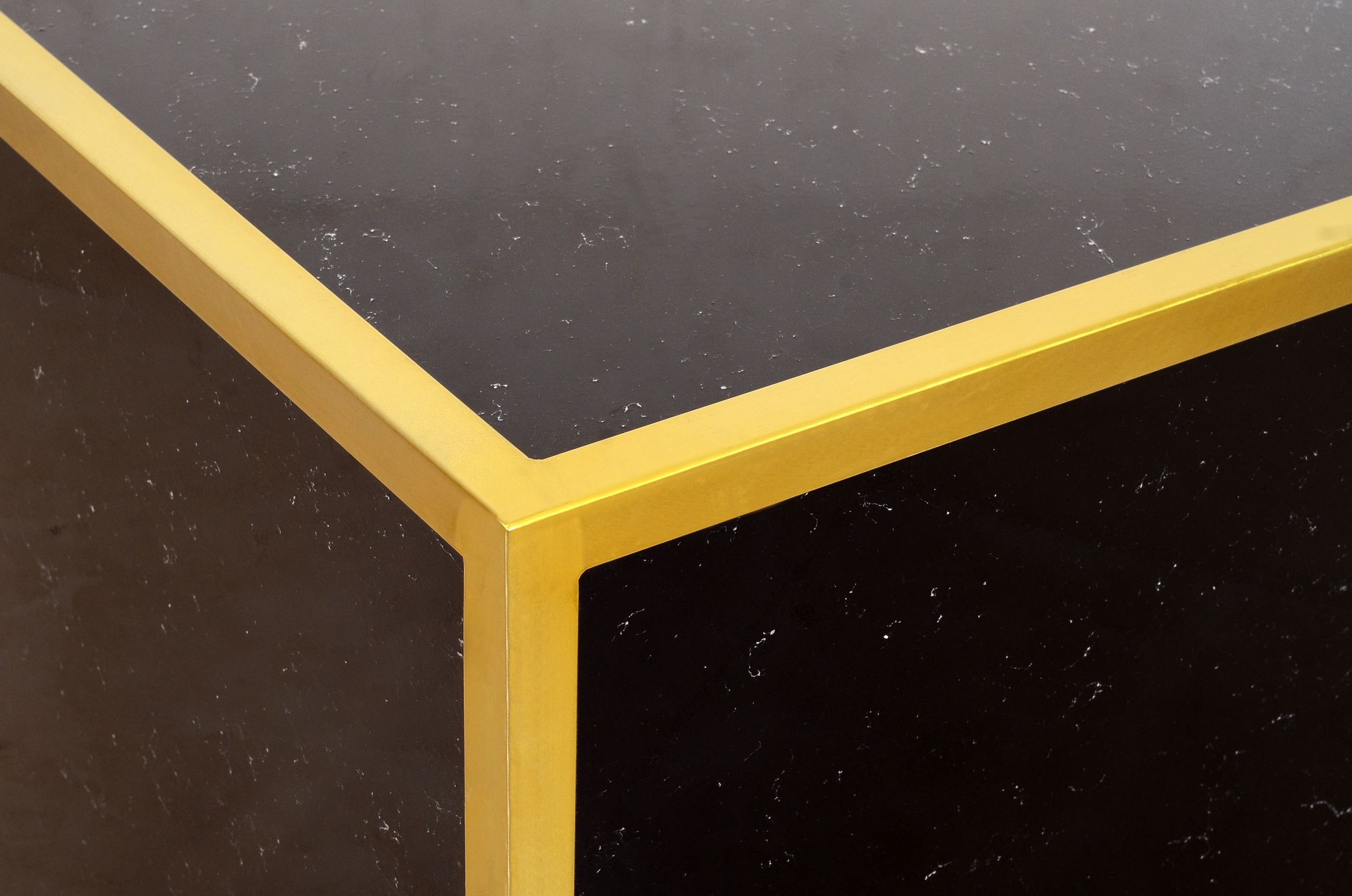 Glitz 32" Square Faux Marble Coffee Table with Gold Metal Base
