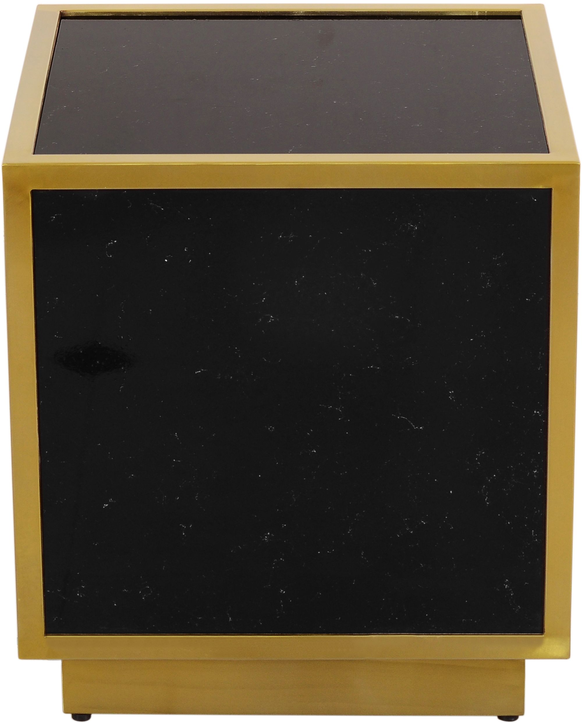 Glitz 20" Square Faux Marble End Table with Gold Metal Base