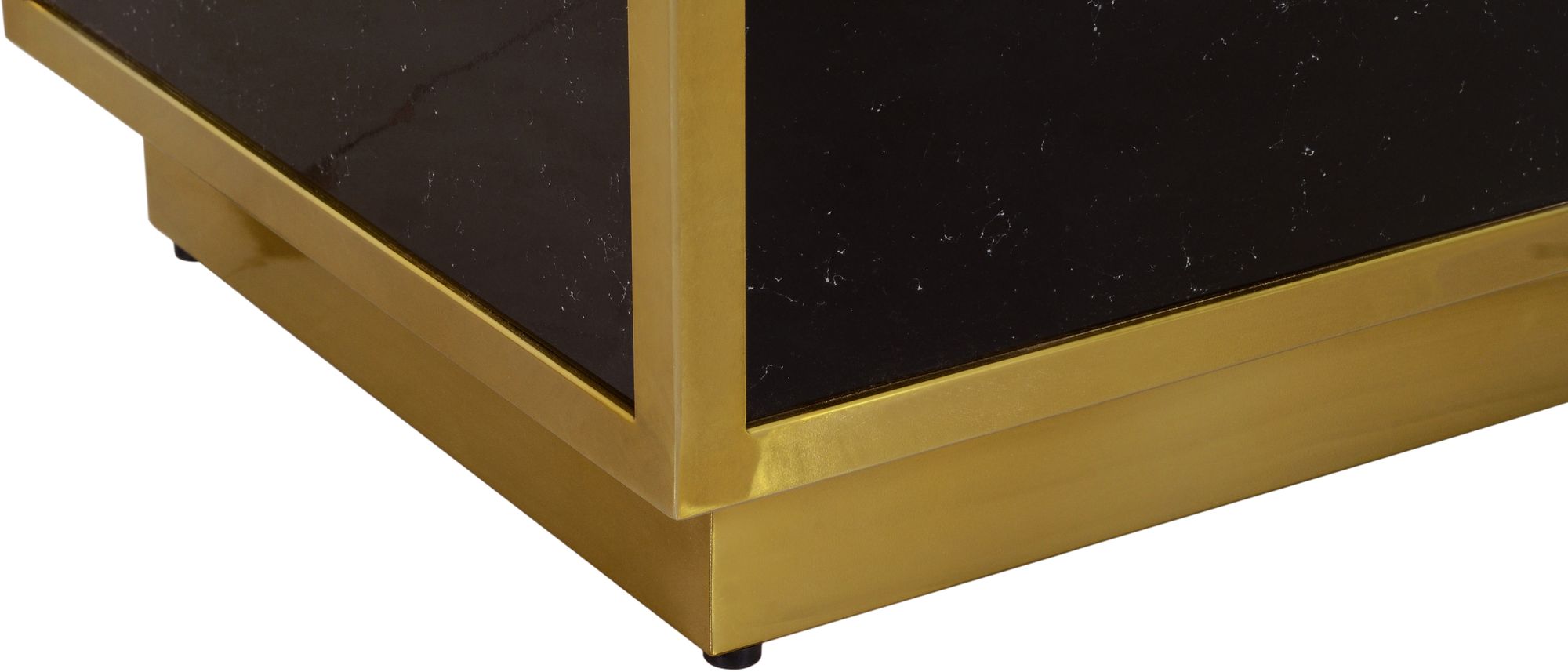 Glitz 20" Square Faux Marble End Table with Gold Metal Base