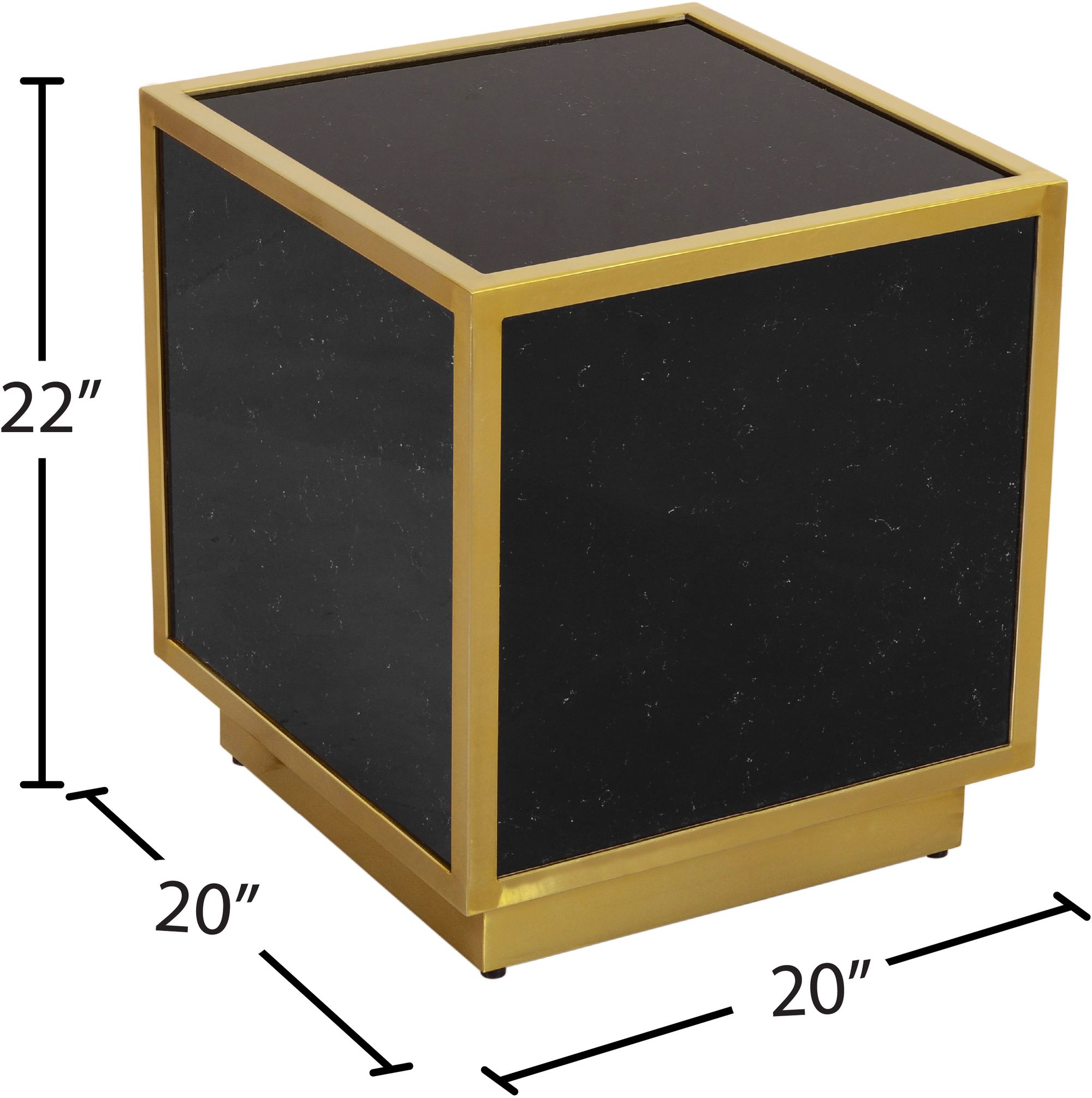 Glitz 20" Square Faux Marble End Table with Gold Metal Base