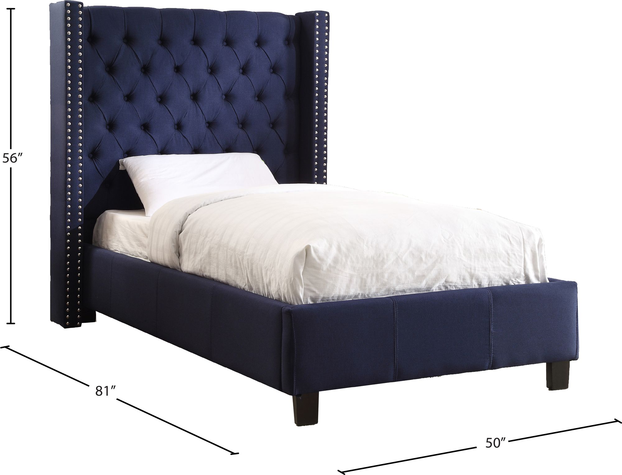 Ashton Linen Fabric Twin Size Bed