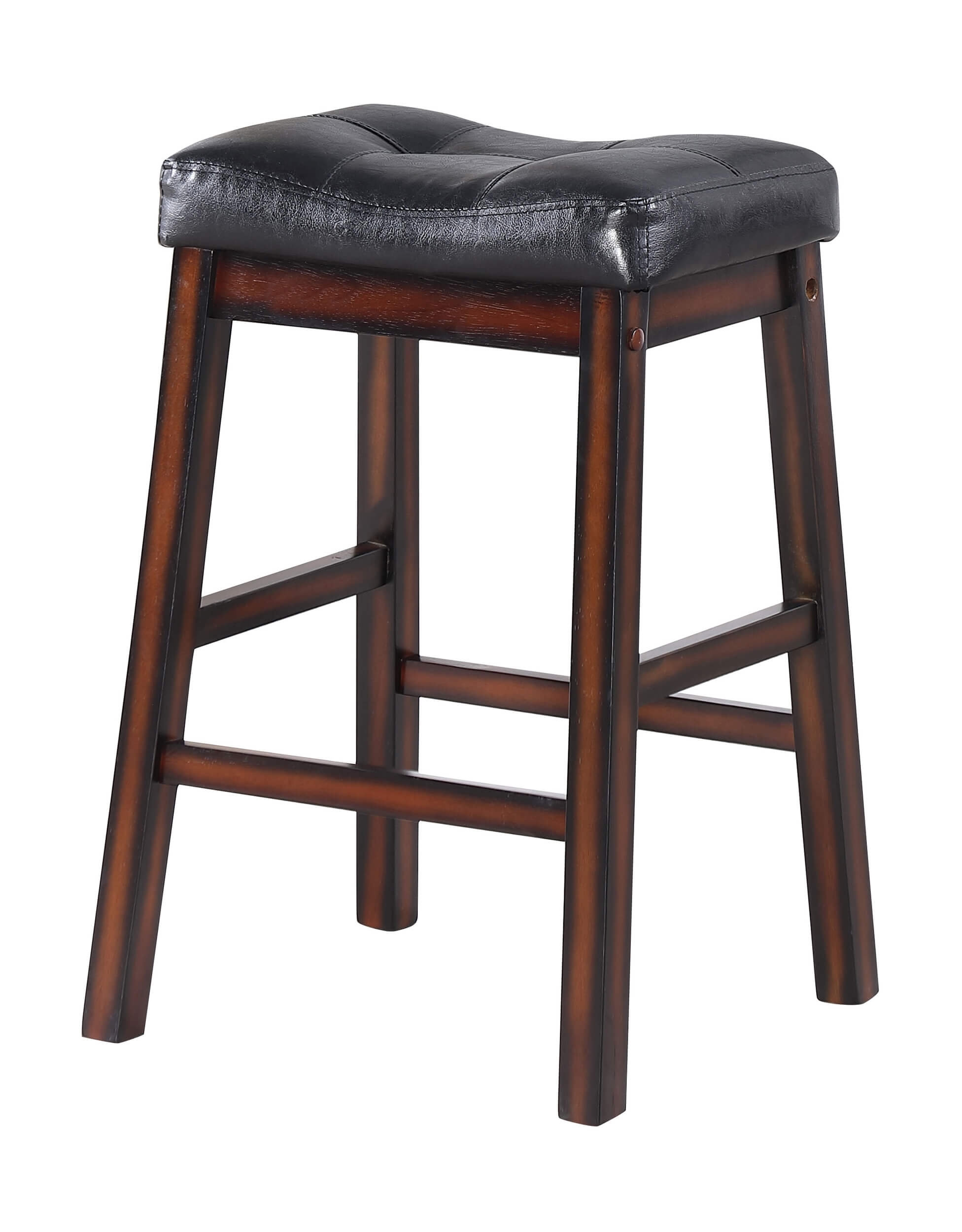 Donald Leatherette Counter Stool with Wood Base