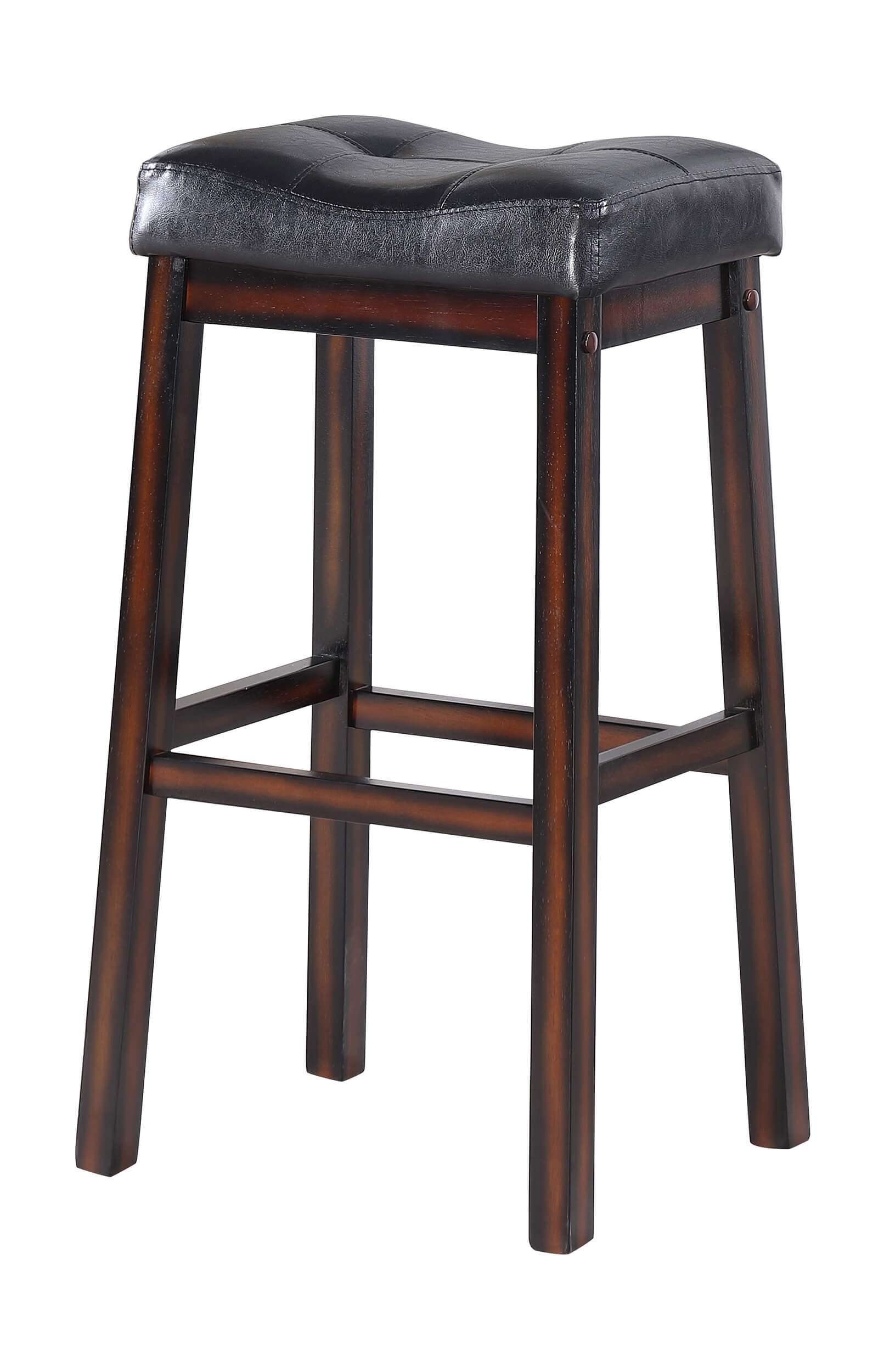 Donald Leatherette Bar Stool with Wood Base