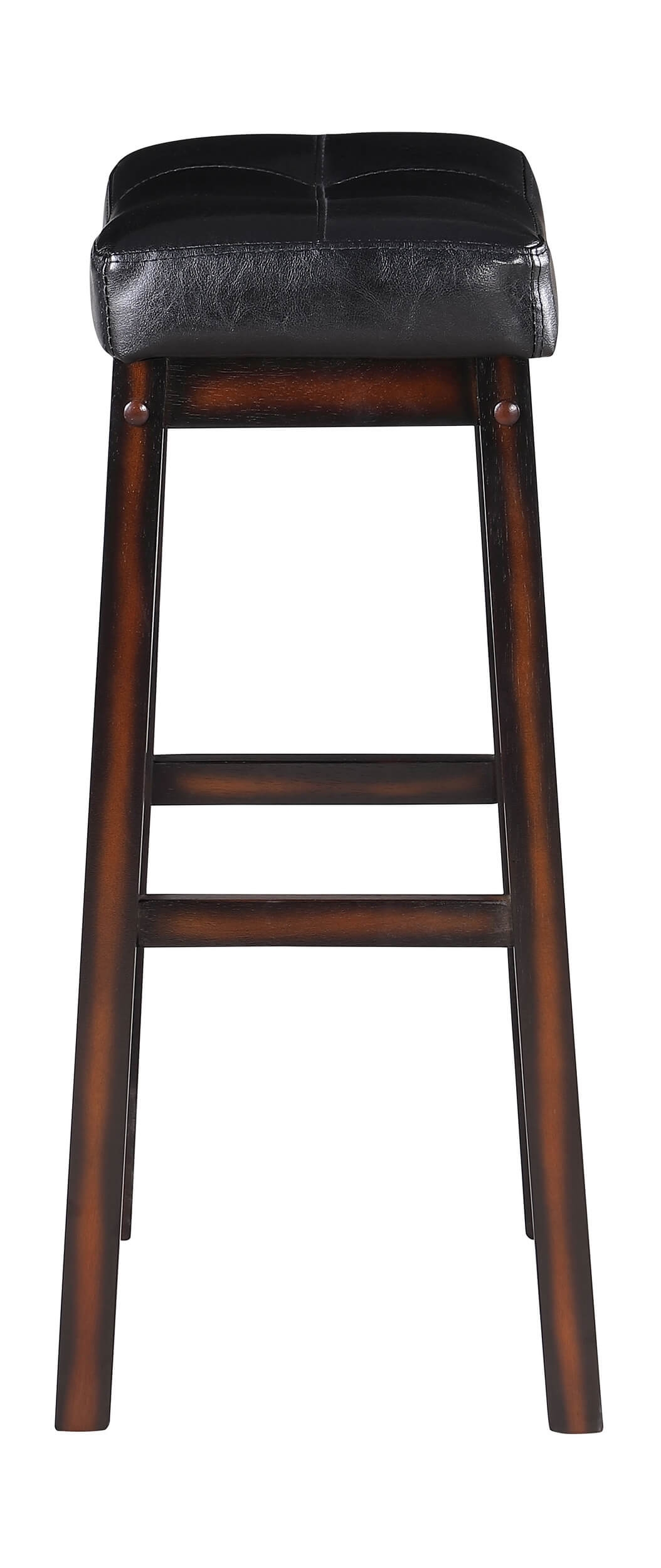 Donald Leatherette Bar Stool with Wood Base